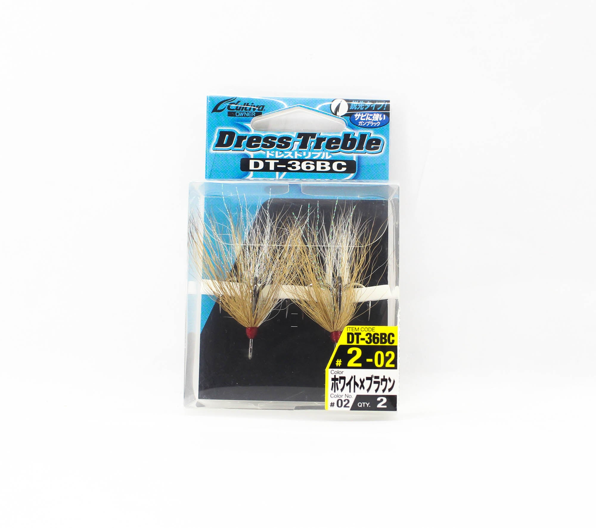 Owner DT-36 BC Dress Treble Hook Size 2 White Brown (8079)