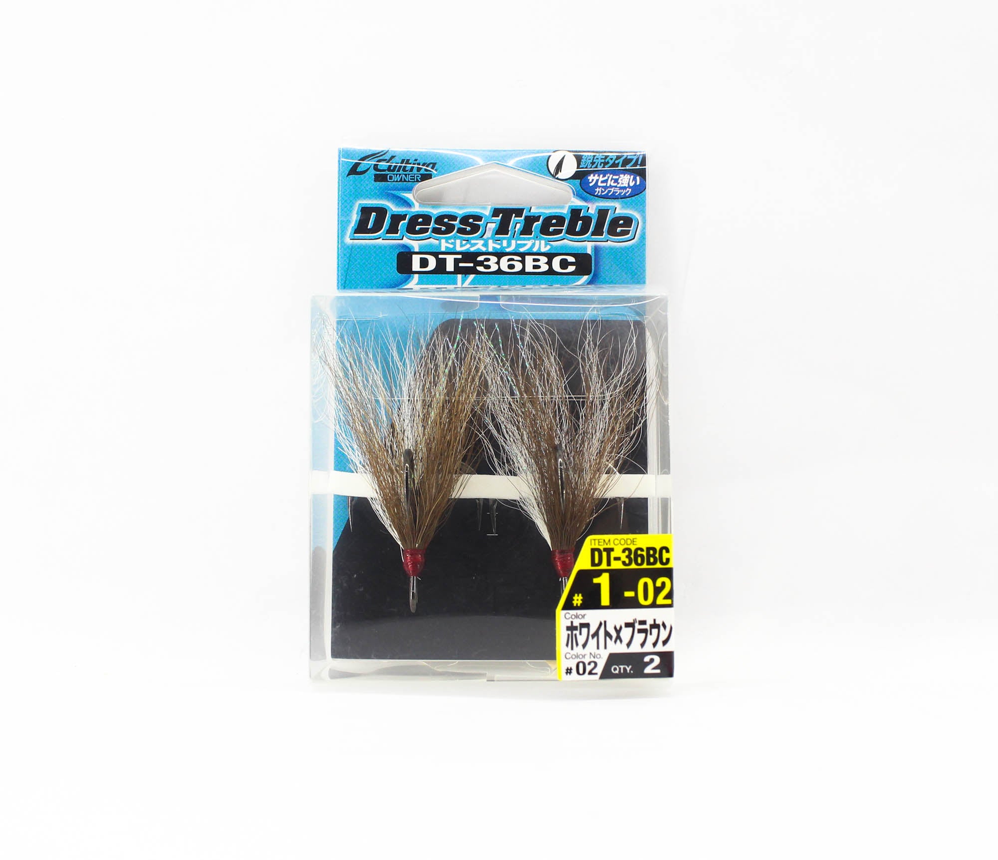 Owner DT-36 BC Dress Treble Hook Size 1 White Brown (8086)