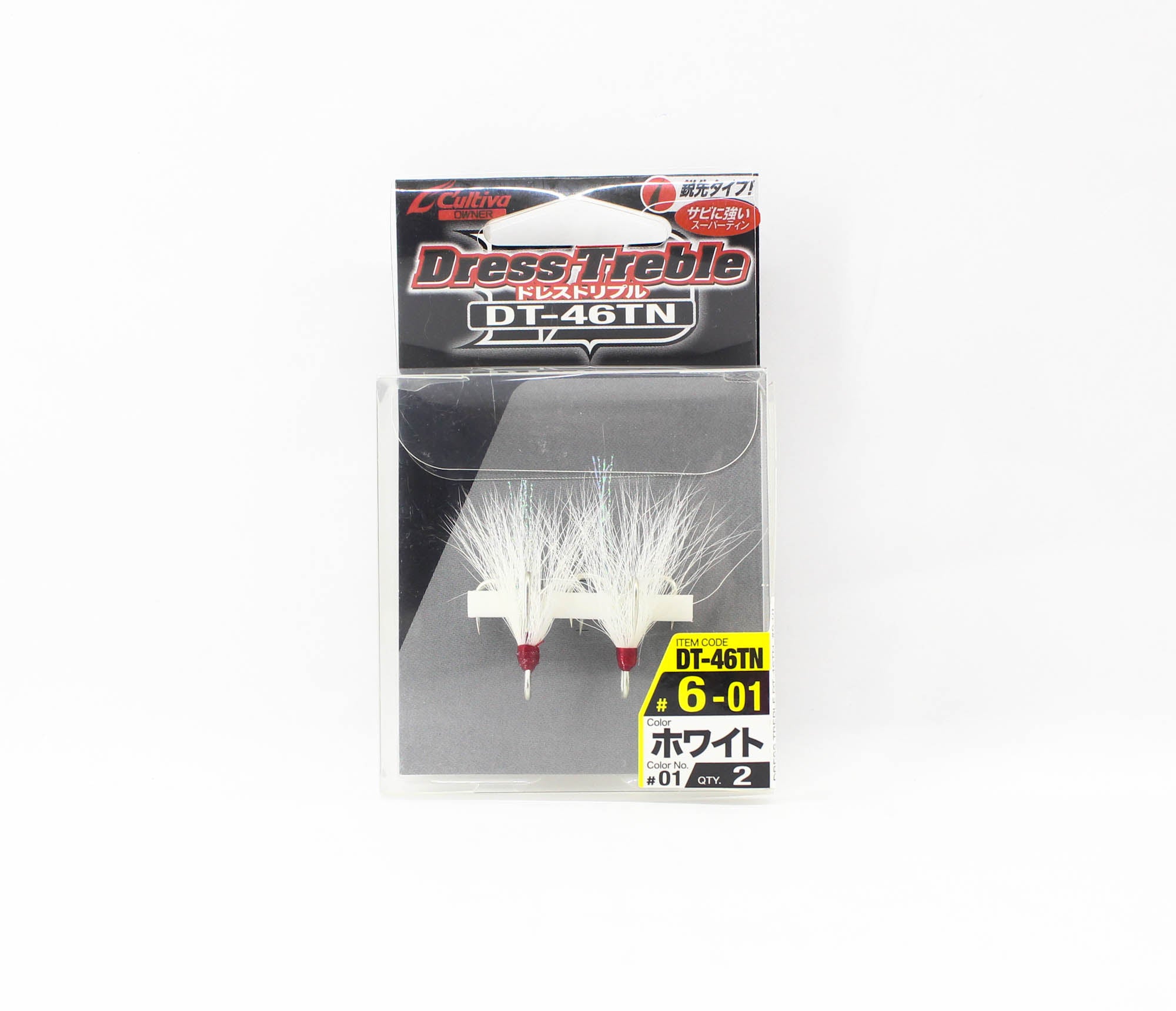 Owner DT-46 TN Dress Treble Hook Size 6 White (8116)