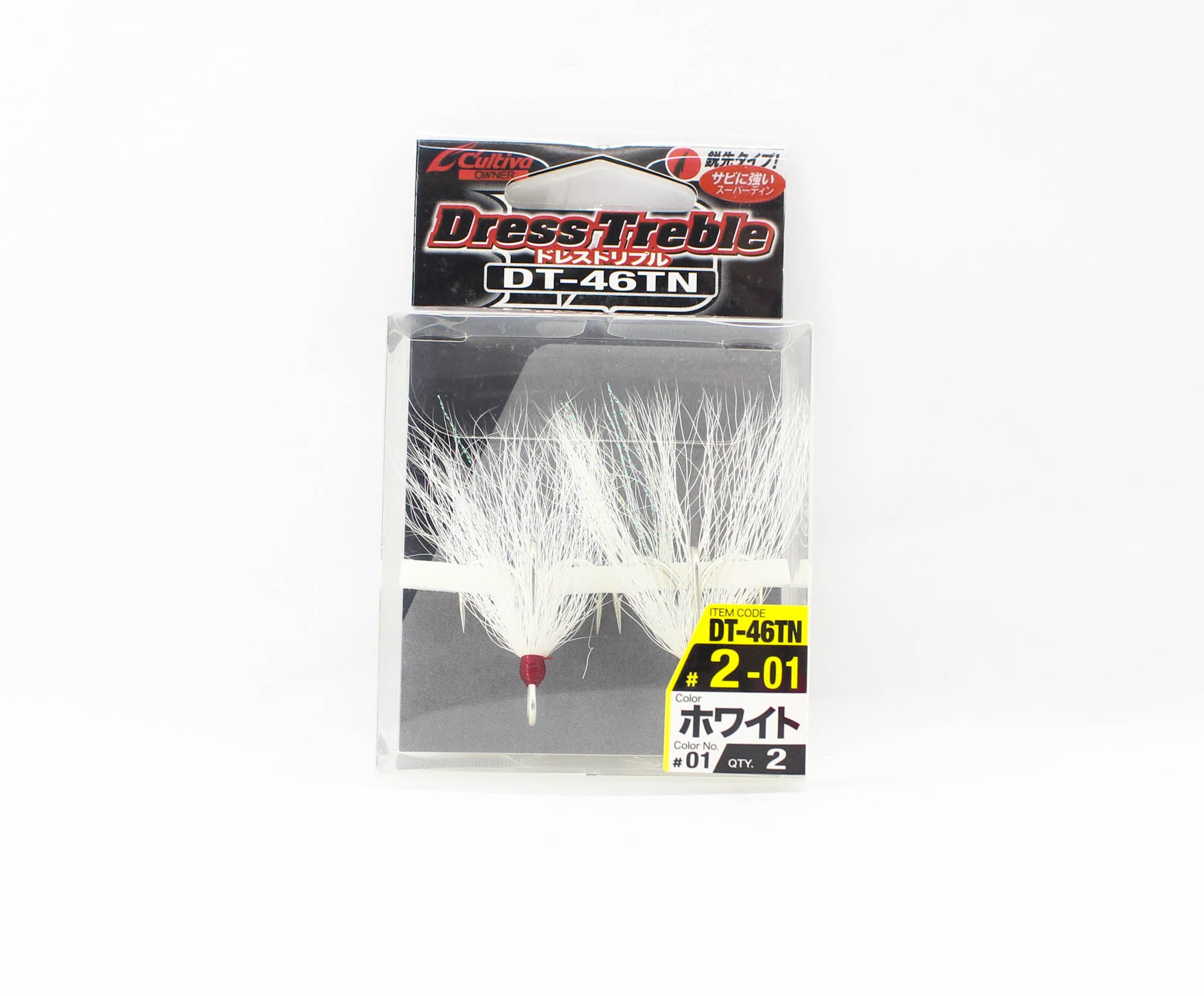 Owner DT-46 TN Dress Treble Hook Size 2 White (8130)