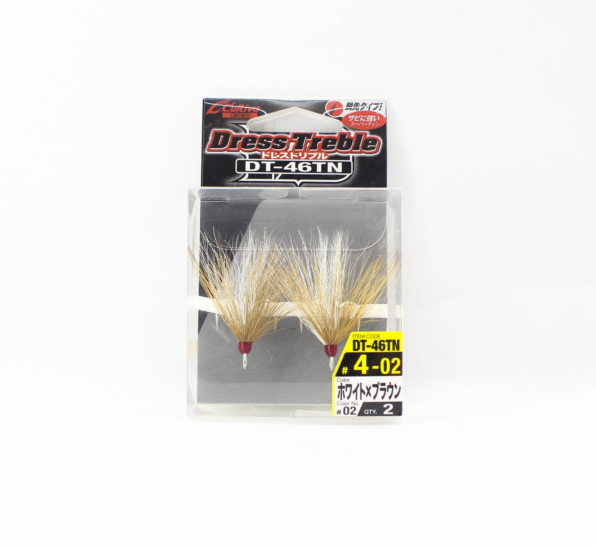 Owner DT-46 TN Dress Treble Hook Size 4 White Brown (8178)