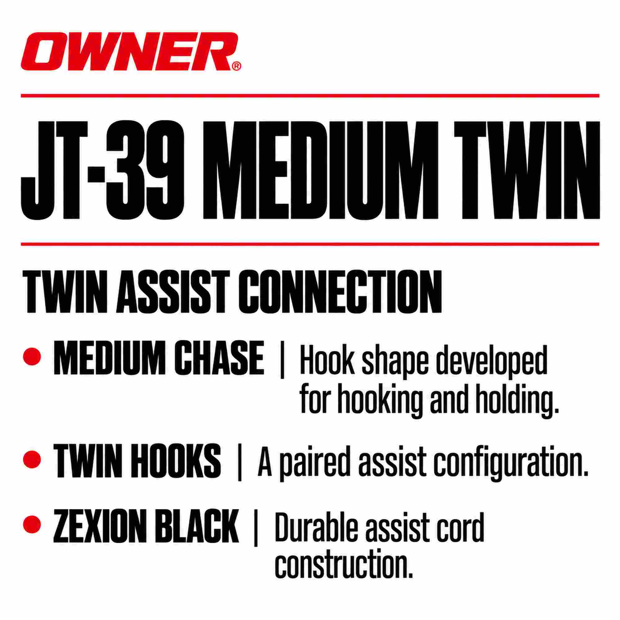 Owner JT-39 Jigger Medium Twin Assist Hook Size 9/0 (1444)