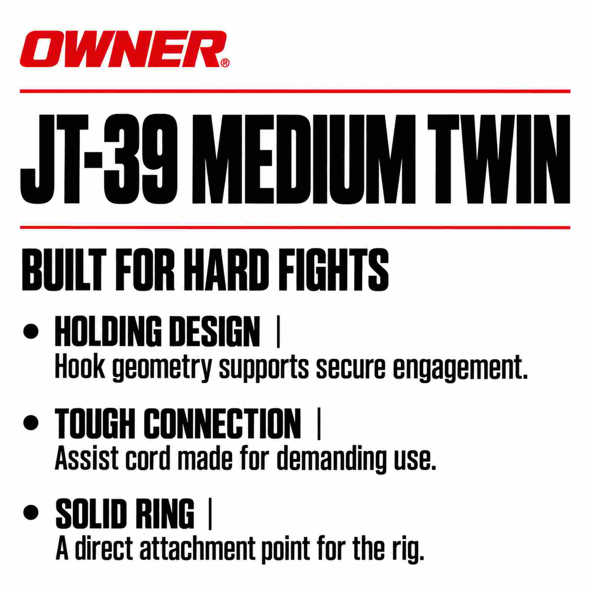 Owner JT-39 Jigger Medium Twin Assist Hook Size 9/0 (1444)