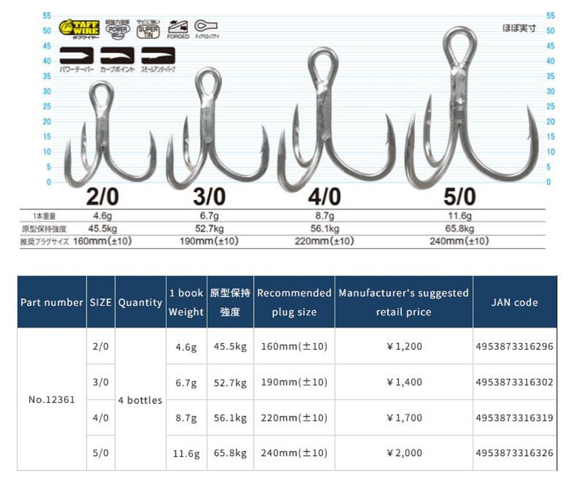 Owner STX-60 Stinger Treble Extra HD Hook Size 2/0 (6296)