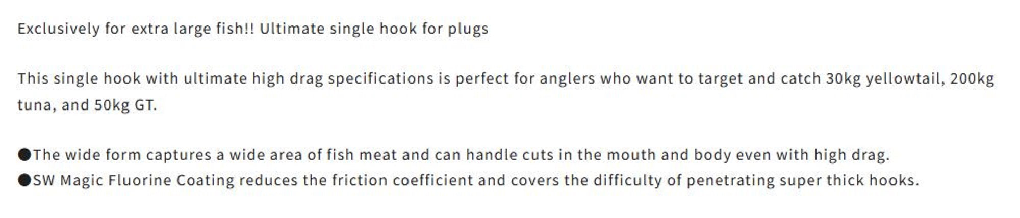 Owner S-161M Single Hook Big Game 220mm 7.2g Size 13/0 (6333)