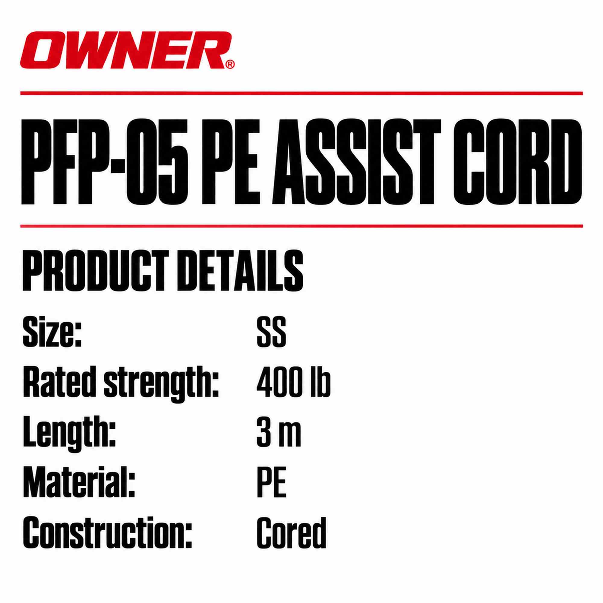 Owner PFP-05 PE Assist Cord Line Size SS 400lb (1419)