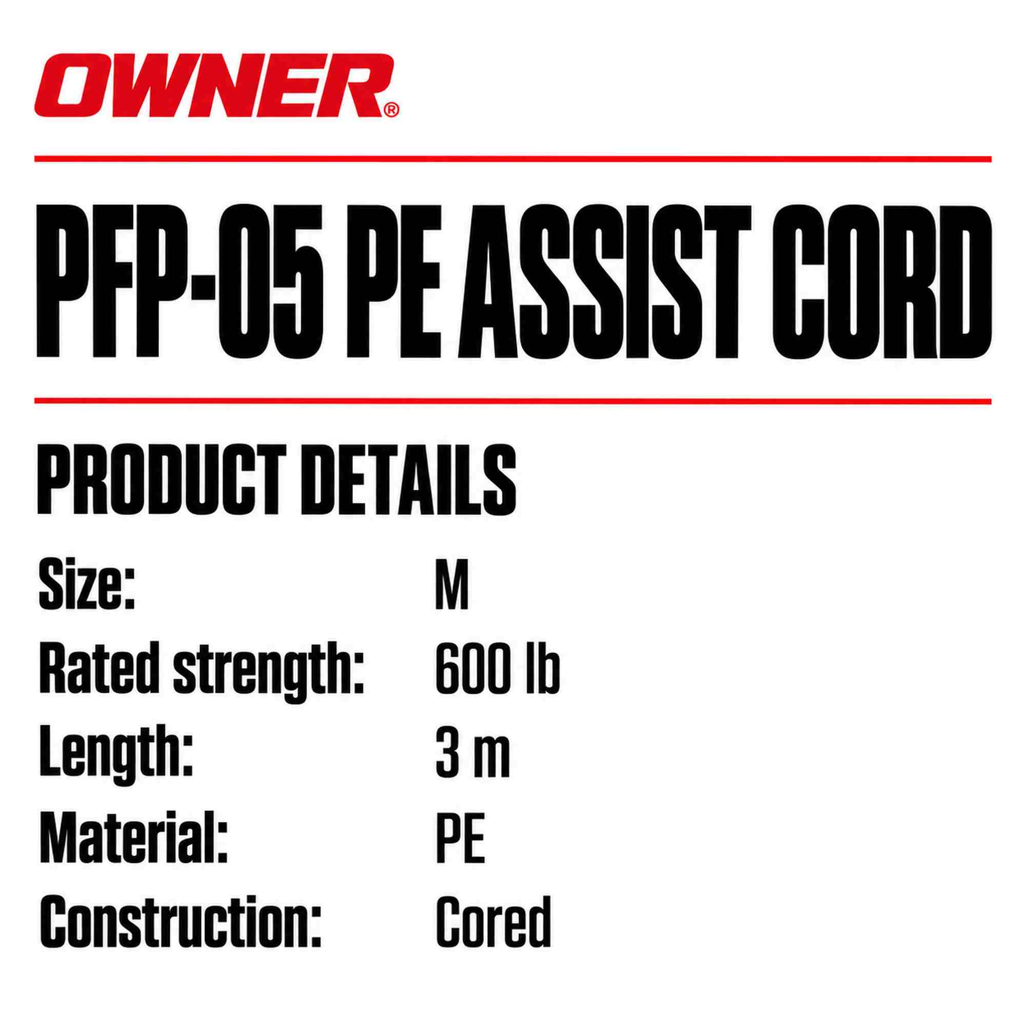 Owner PFP-05 PE Assist Cord Line Size M 600lb (1433)