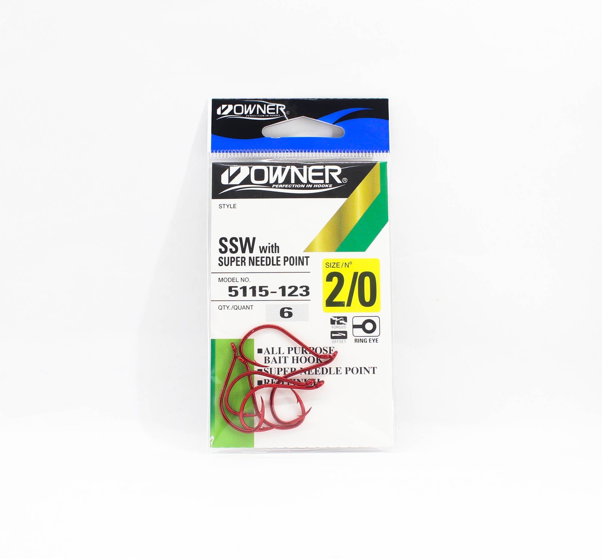 Owner SSW Hook Size 2/0 Red (1005)