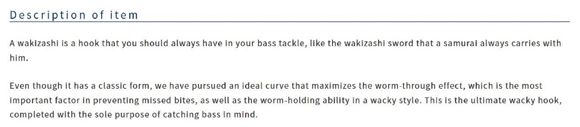 Owner B-75 Worm Hook Wakizashi Wacky Size 8 (6345)