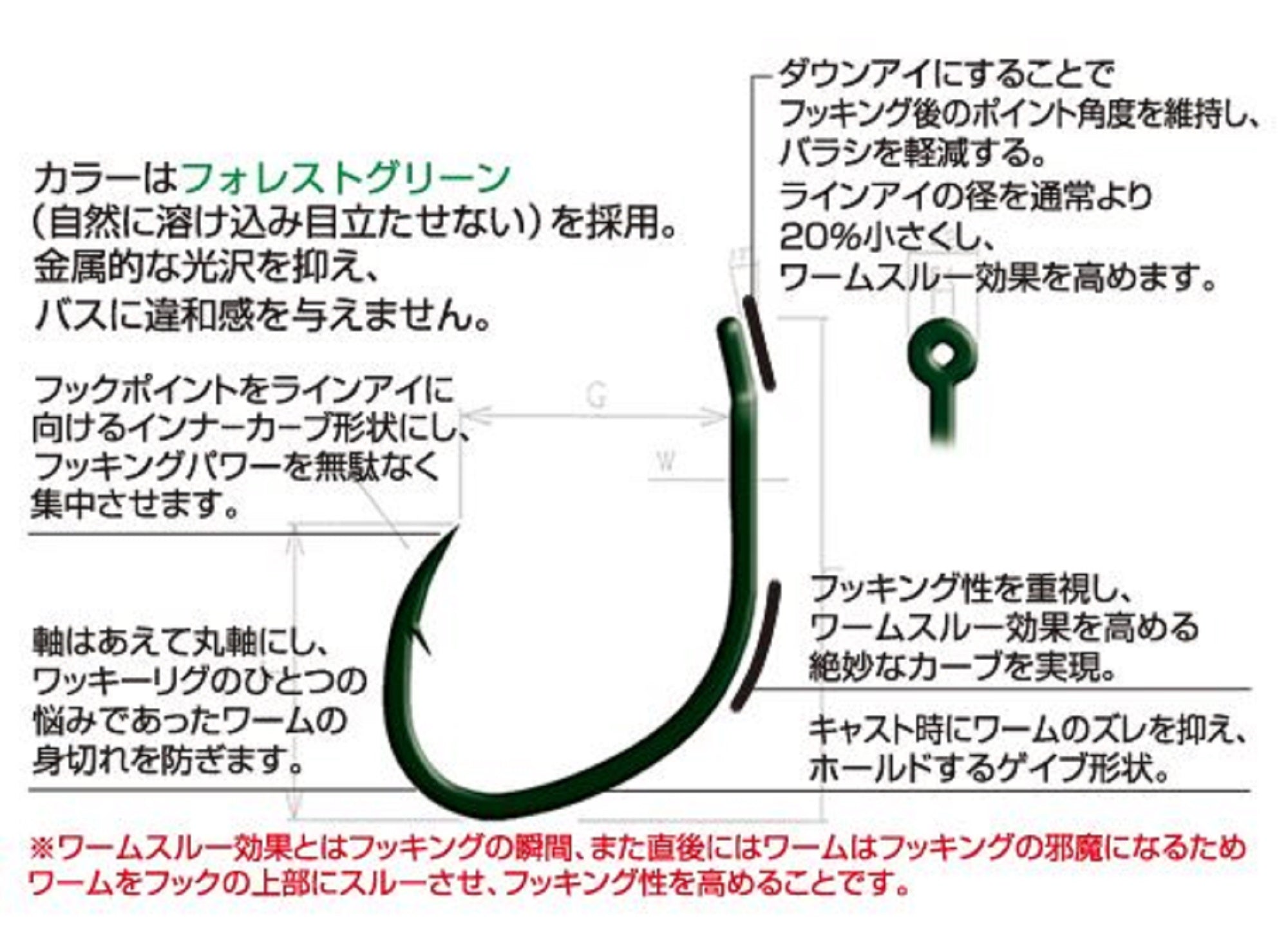 Owner B-75 Worm Hook Wakizashi Wacky Size 1 (6383)