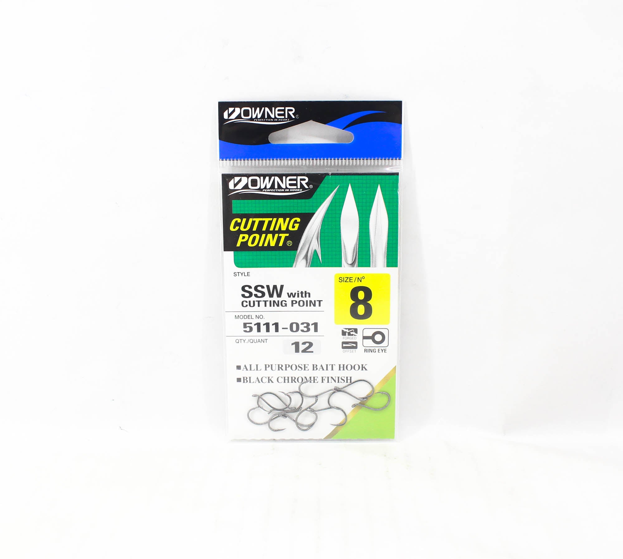 Owner SSW Cutting Point Hook Size 8 Black (8189)