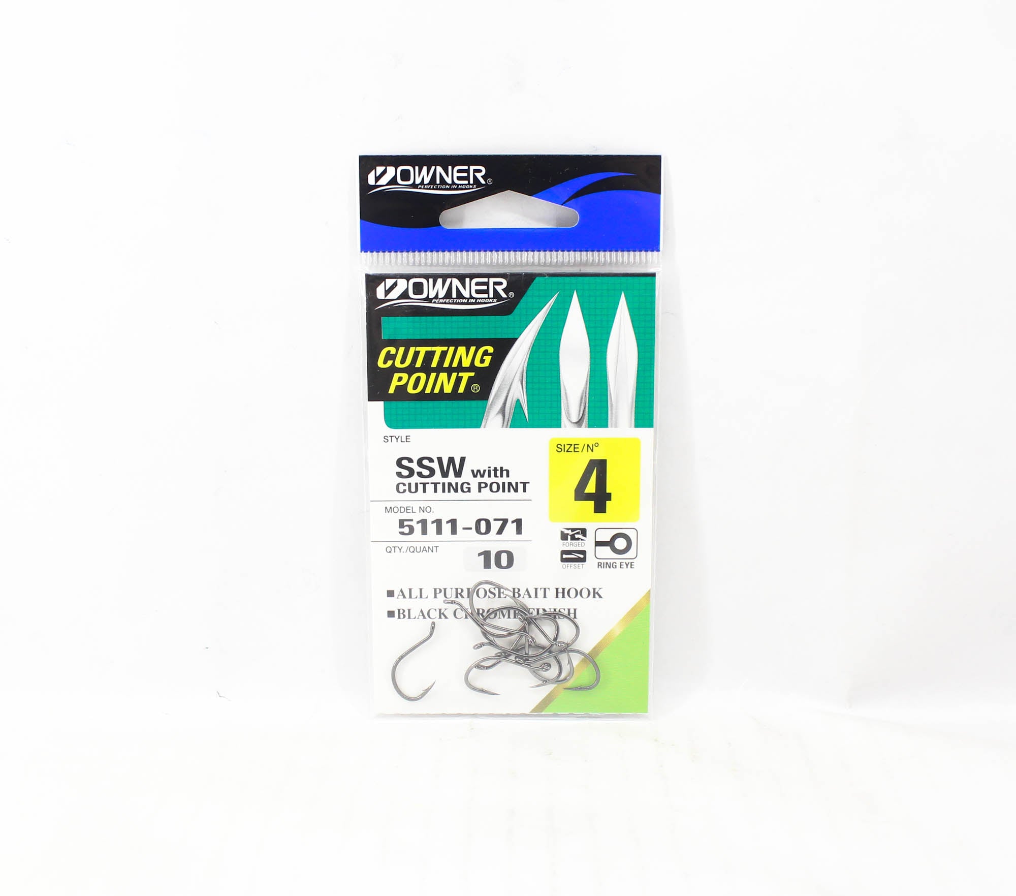 Owner SSW Cutting Point Hook Size 4 Black (8202)