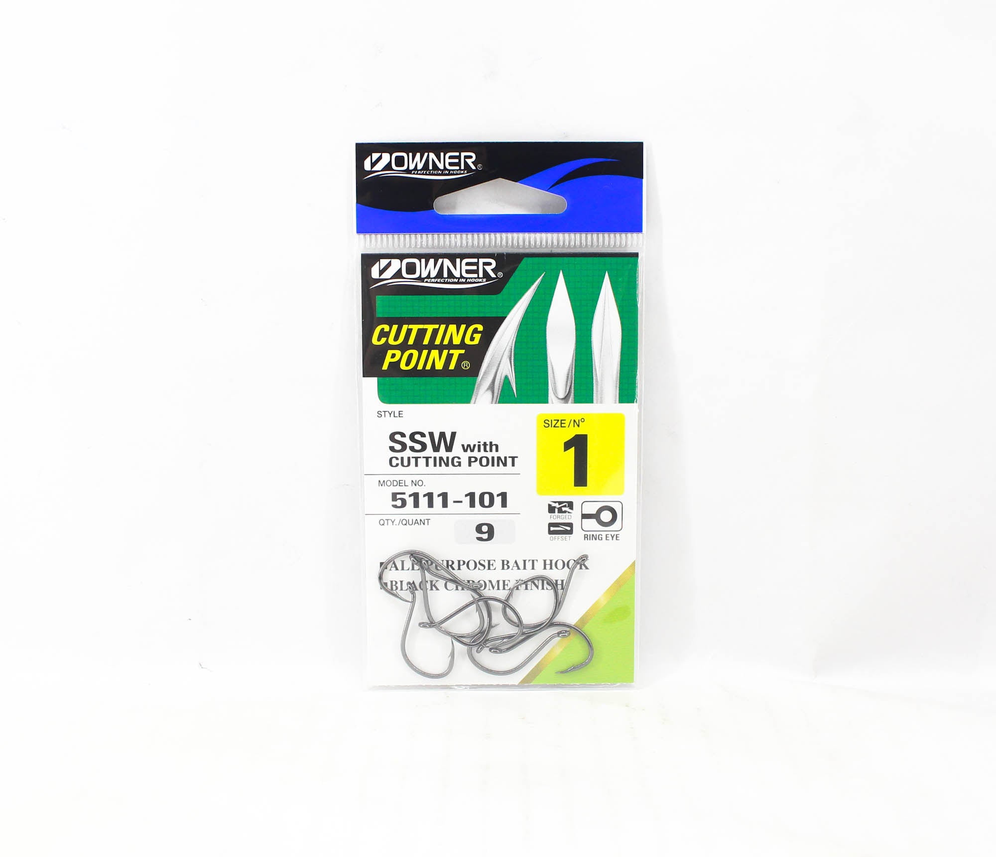 Owner SSW Cutting Point Hook Size 1 Black (8226)