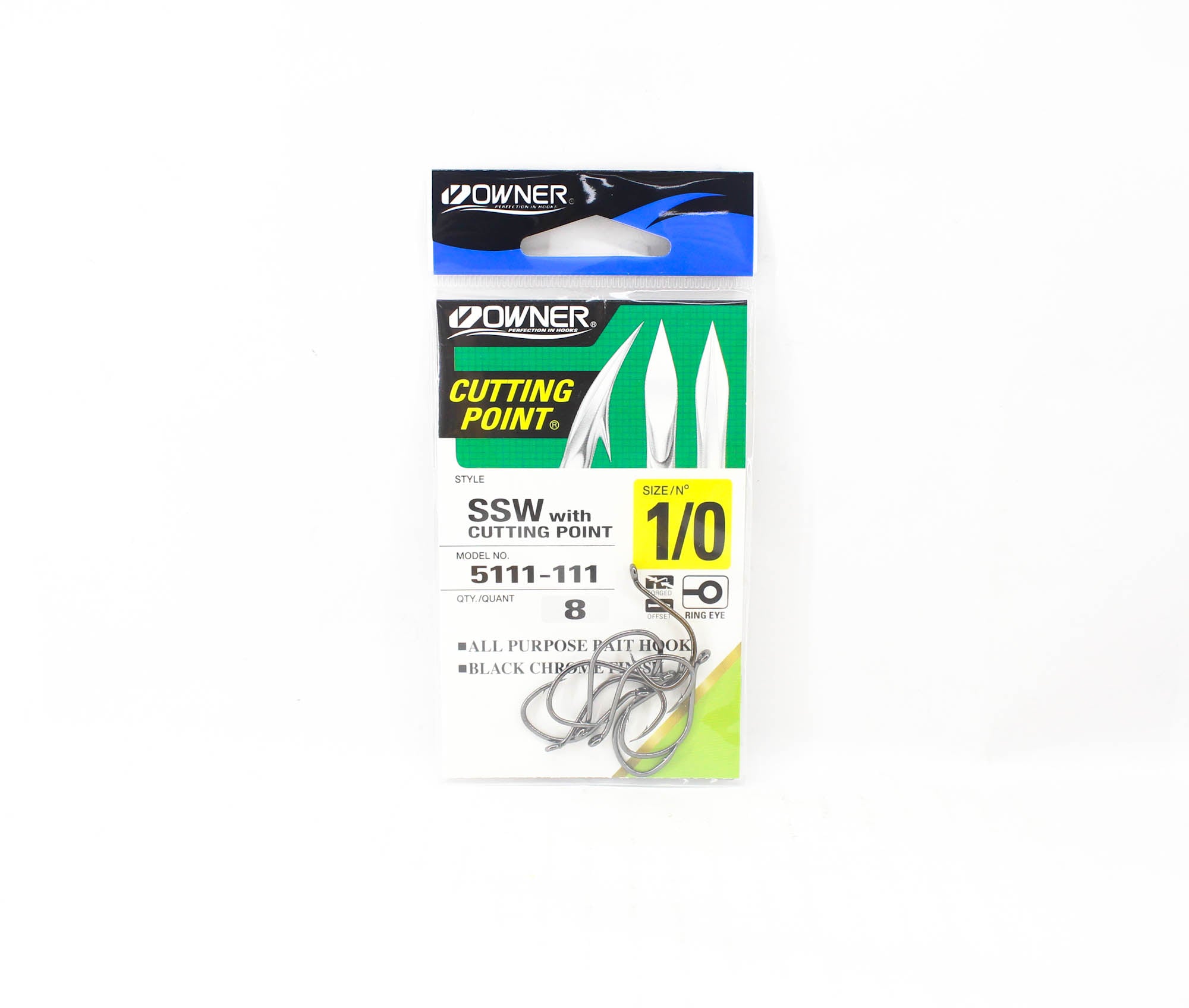 Owner SSW Cutting Point Hook Size 1/0 Black (8233)