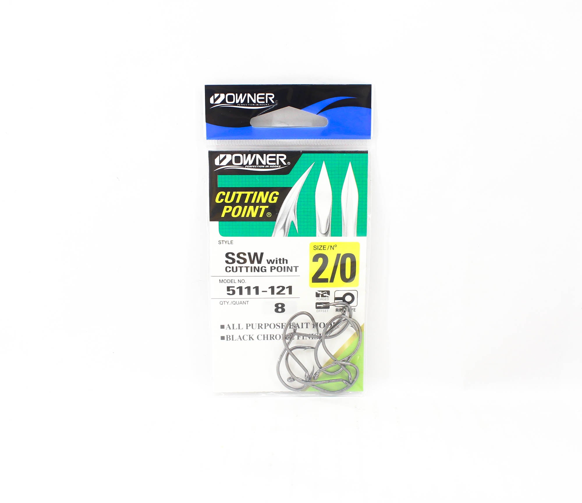 Owner SSW Cutting Point Hook Size 2/0 Black (8240)