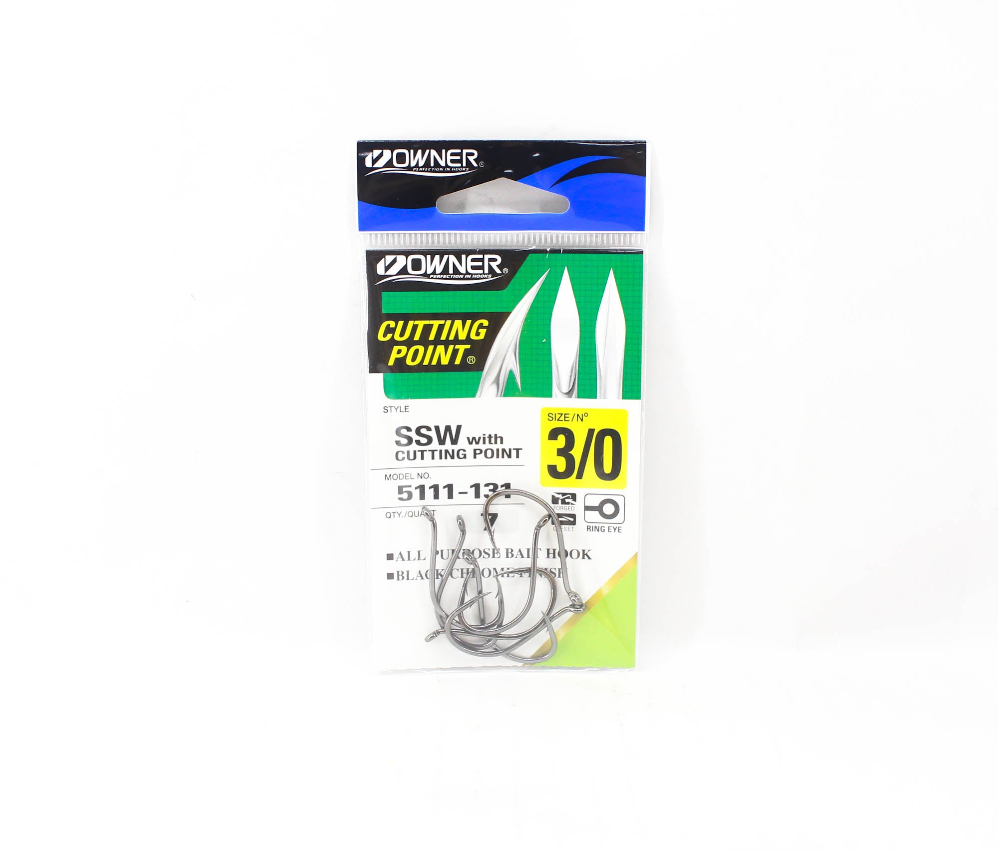 Owner SSW Cutting Point Hook Size 3/0 Black (8257)