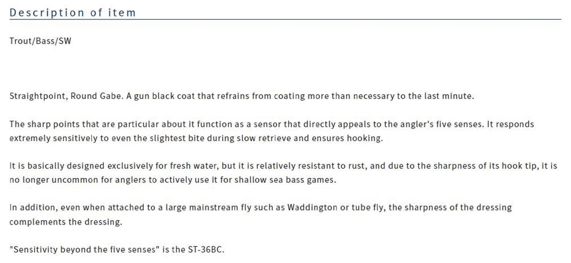 Owner ST-36 BC Treble Hook Black Size 1/0 (8560)