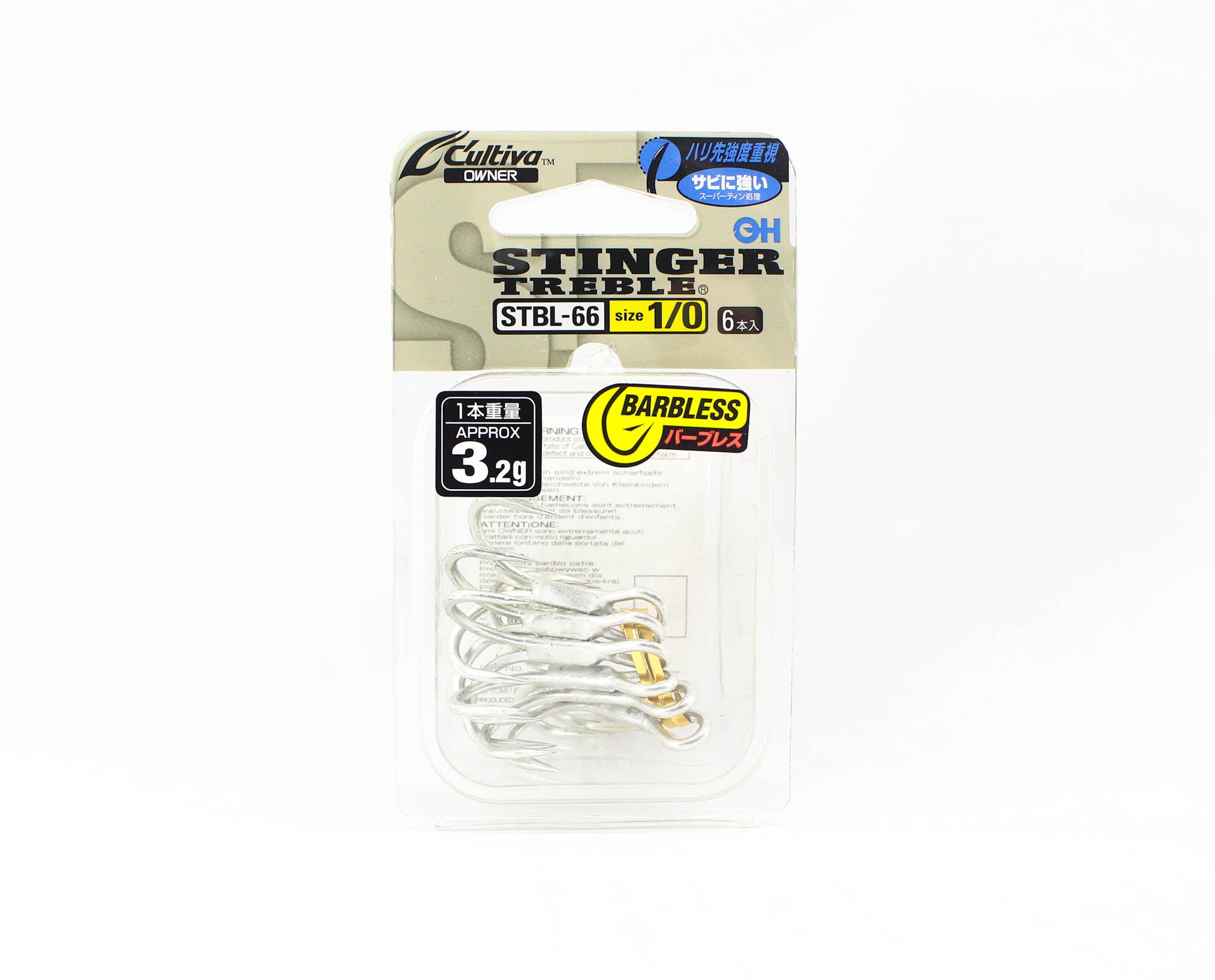 Owner STBL-66 TN 4X Treble Hook Barbless Heavy Duty Size 1/0 (9437)