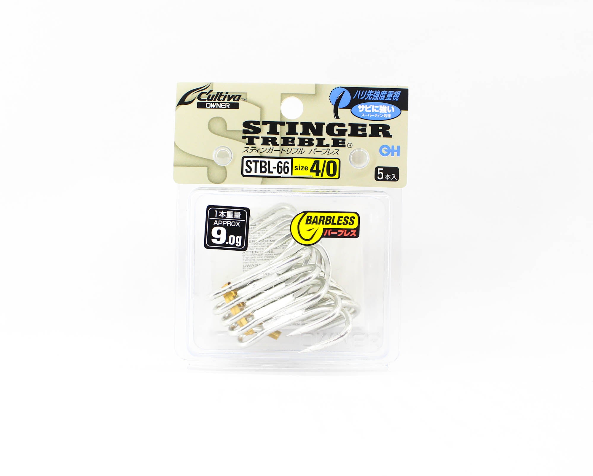 Owner STBL-66 TN 4X Treble Hook Barbless Heavy Duty Size 4/0 (9468)