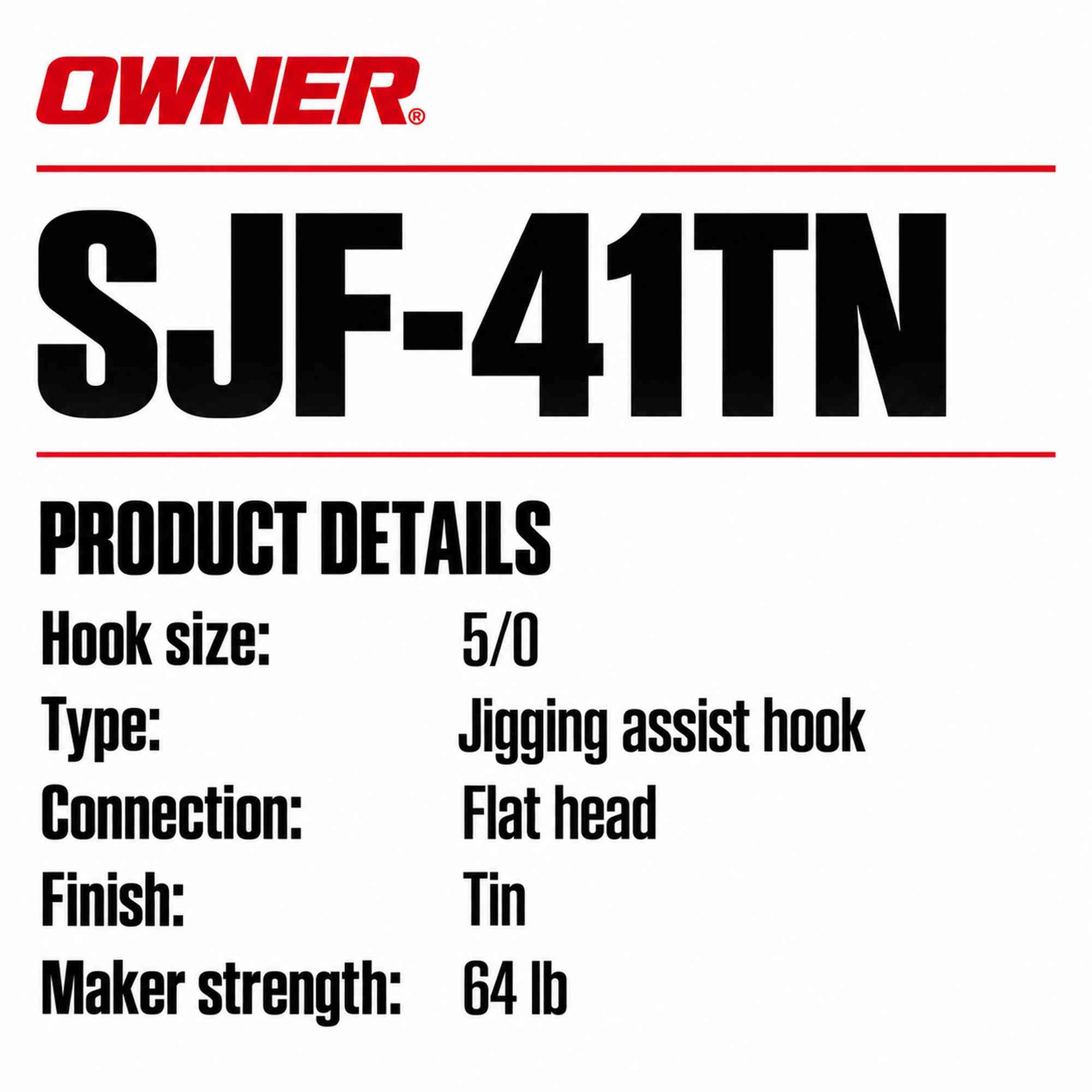 Owner SJF-41 TN Stinger Jigging Hook Size 5/0 (0141)