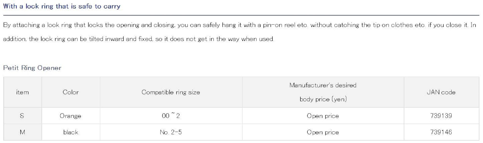 Daiwa Petit Ring Opener Size M for Size 2-5 Black (9146)