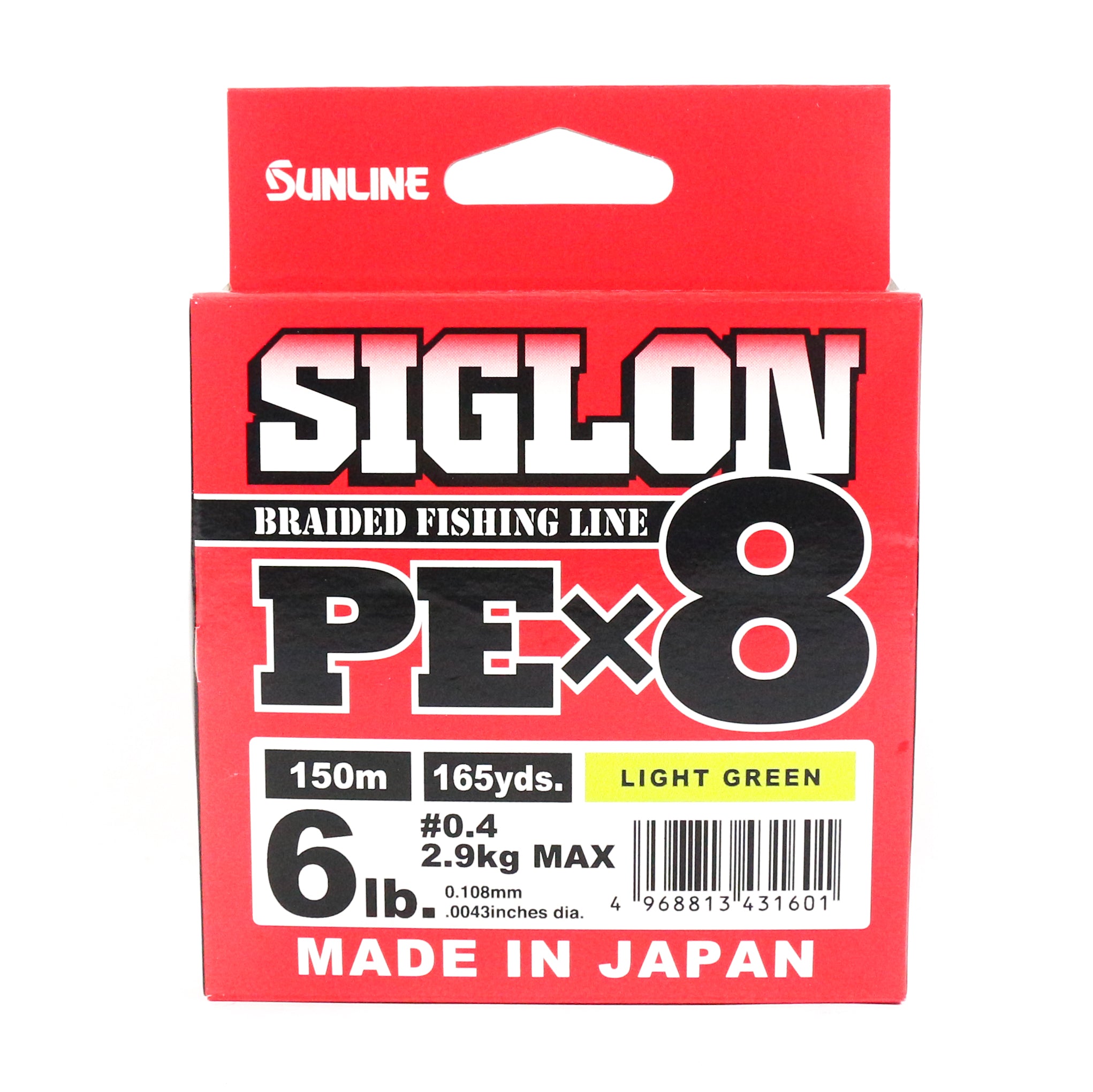 Sunline P.E Line X8 Siglon 150M P.E 0.4 6LB Lime Green (1601)