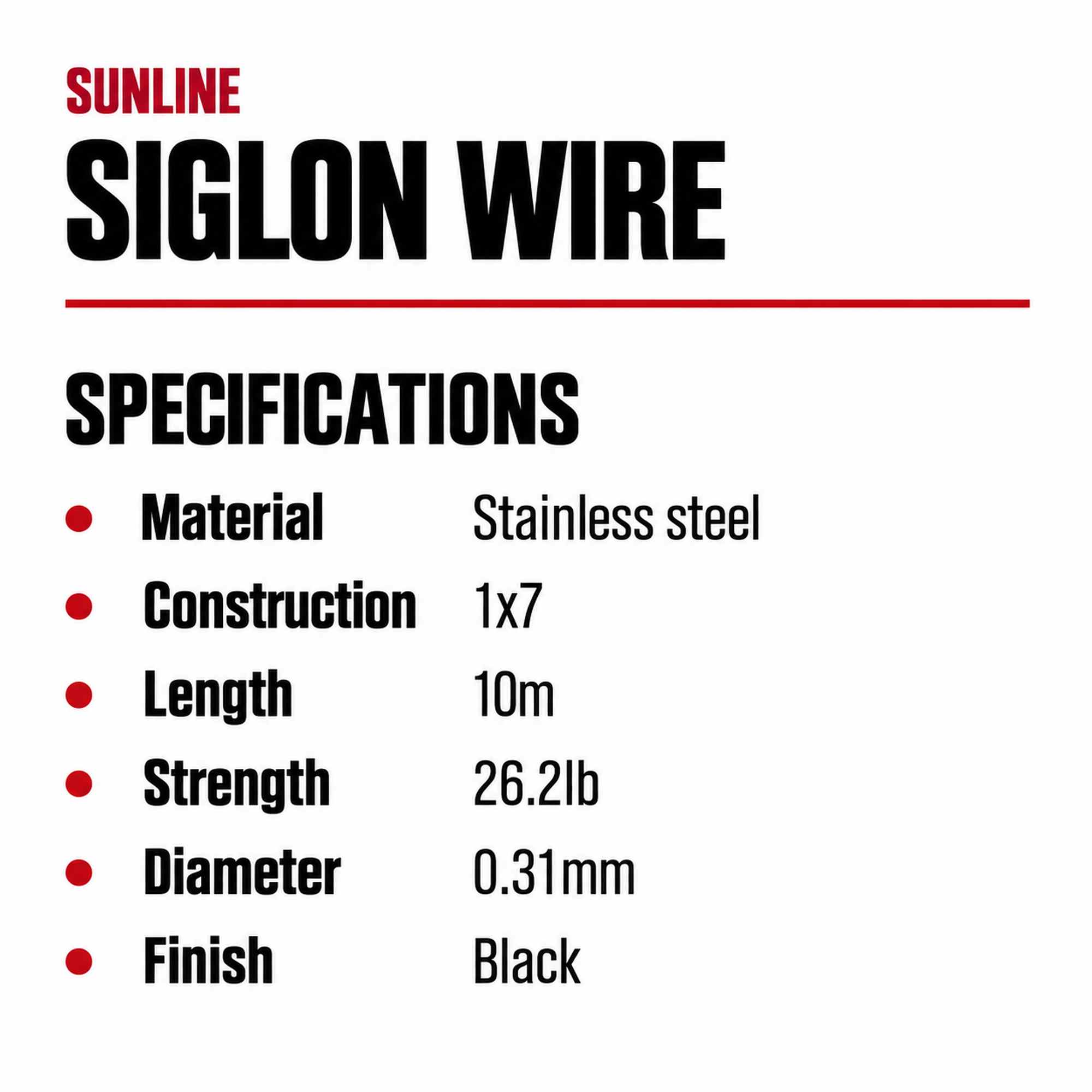 Sunline Siglon Wire Stainless 1x7 Black 10m 26.2lb (4862)
