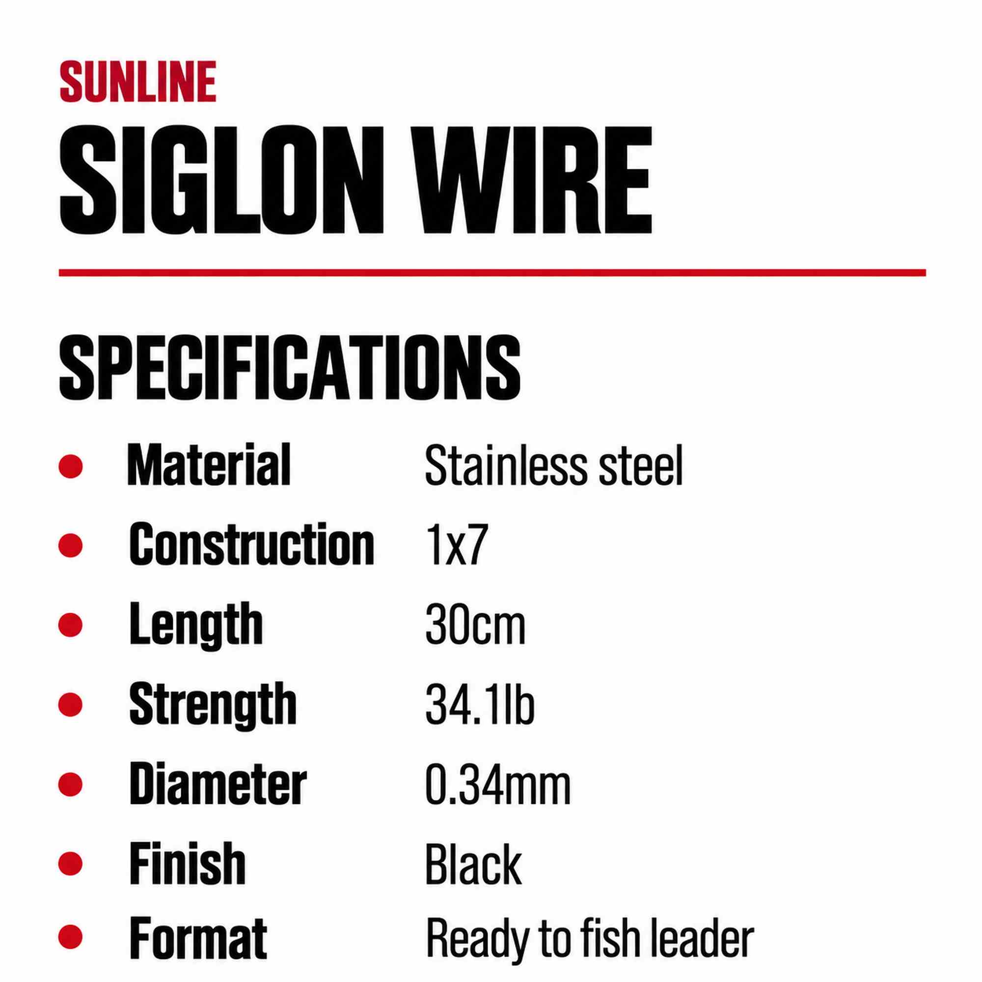 Sunline Siglon Wire Stainless 1x7 Black 30cm 34.1lb (5074)