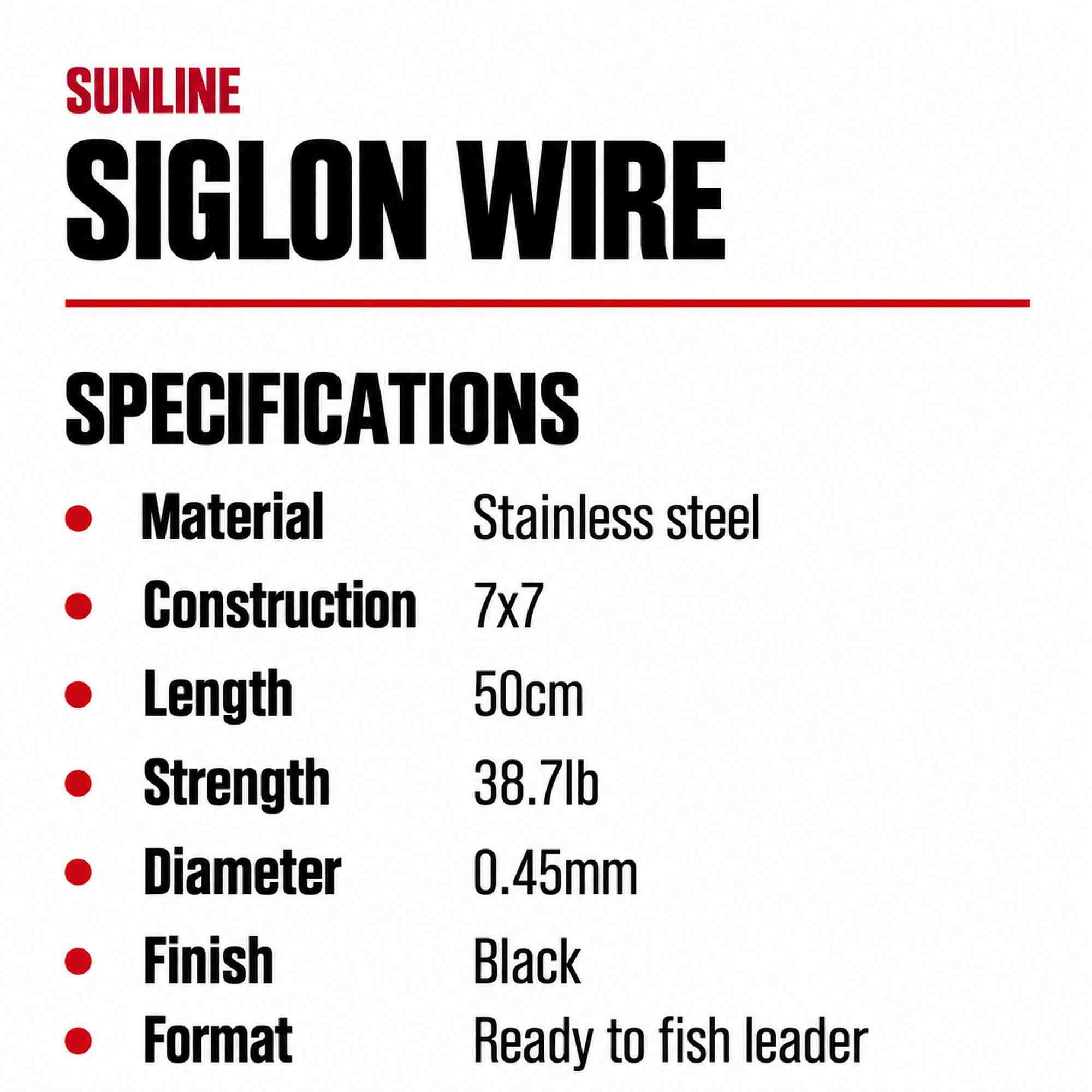 Sunline Siglon Wire Stainless 7x7 Black 50cm 38.7lb (5470)