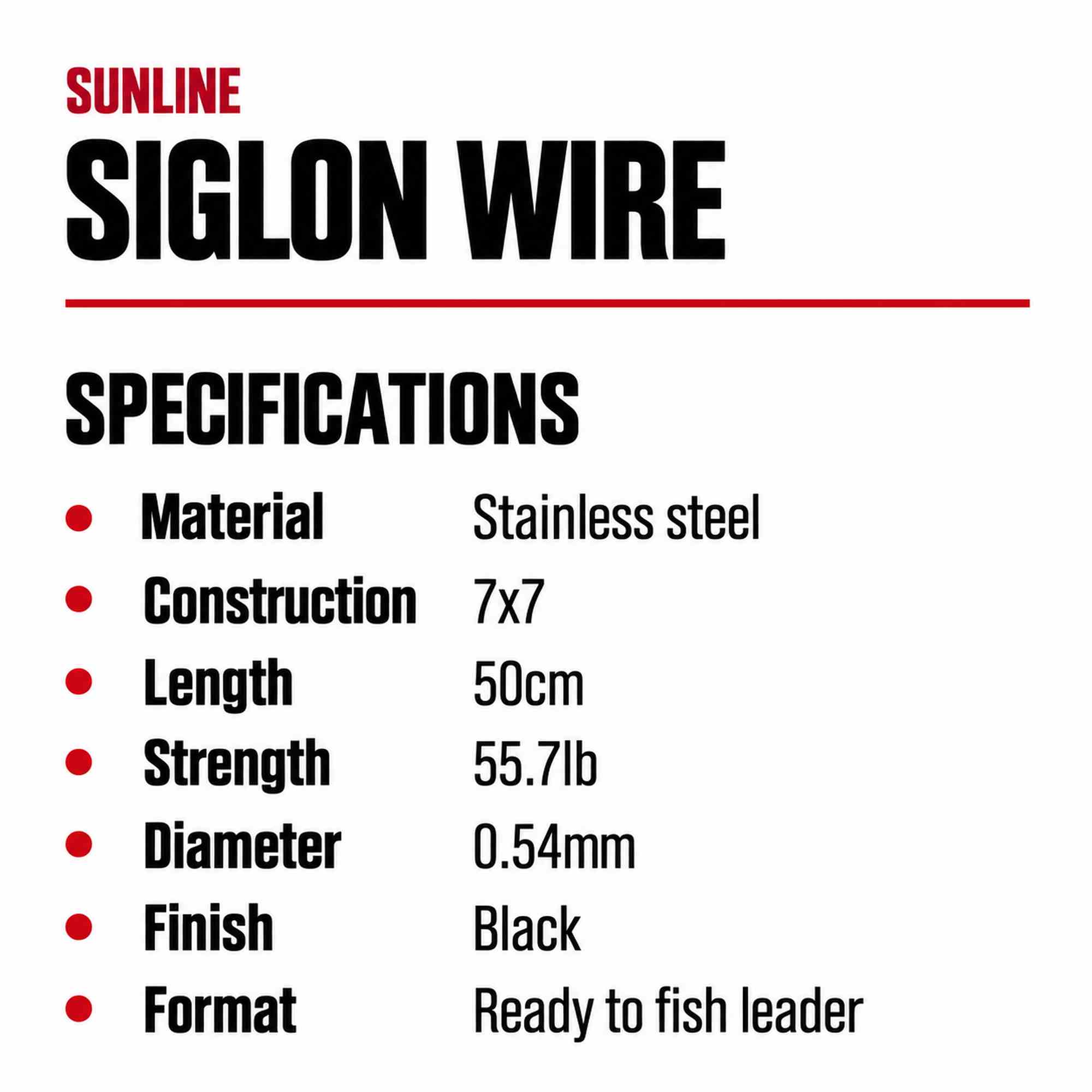 Sunline Siglon Wire Stainless 7x7 Black 50cm 55.7lb (5487)