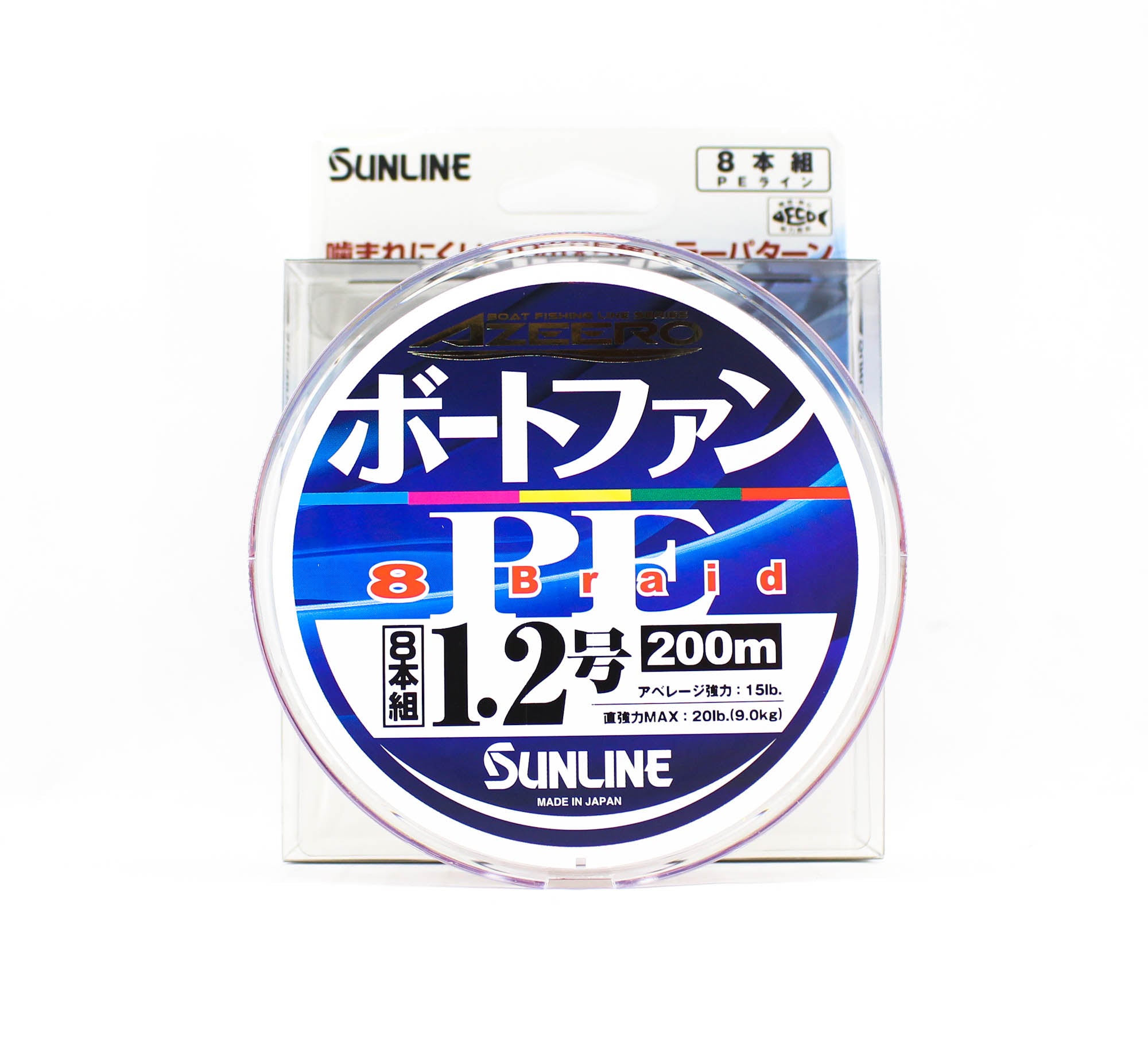 Sunline P.E Line X8 Azeero Boat Fan 200m P.E 1.2 15lb Multi (2109)