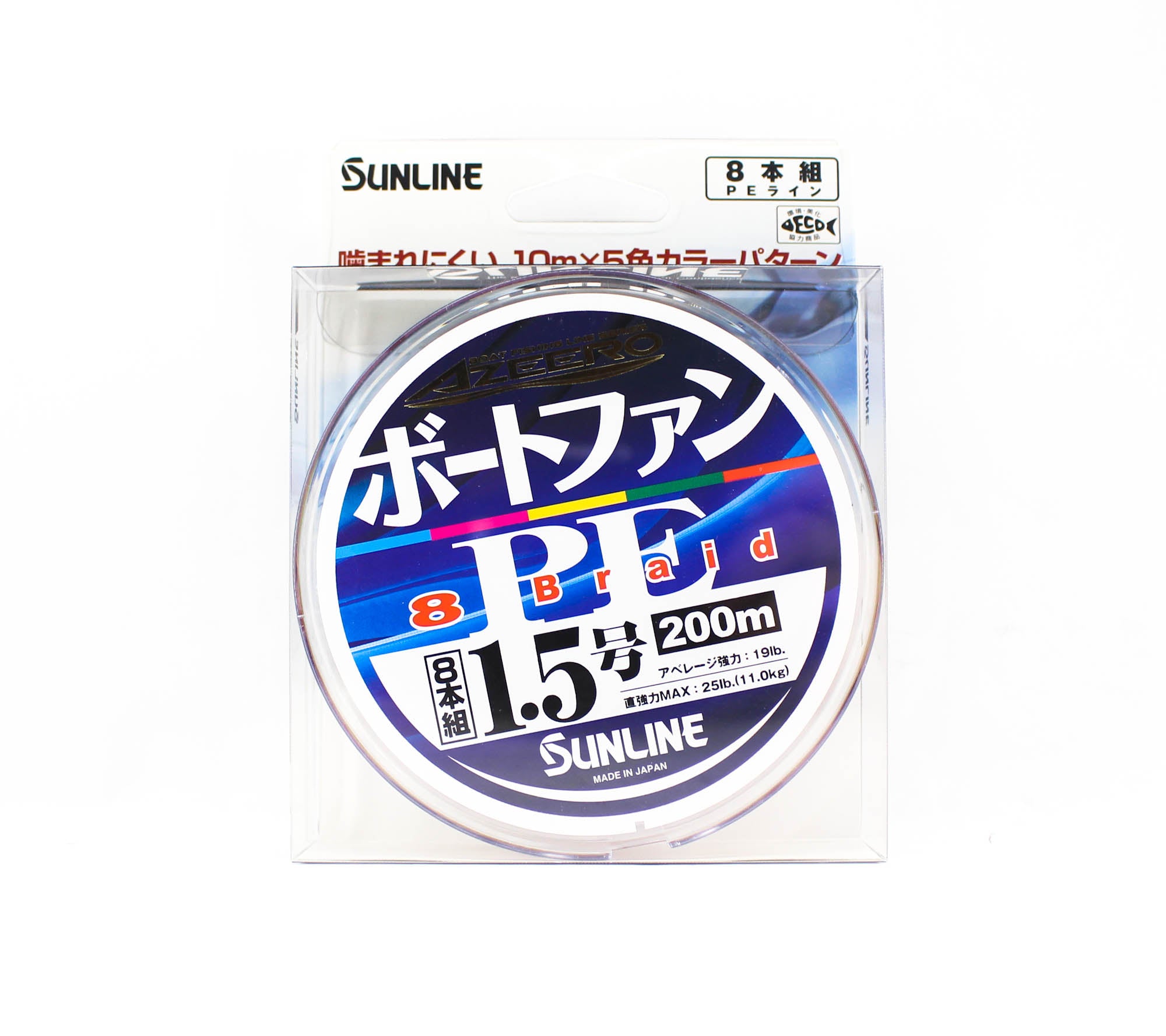 Sunline P.E Line X8 Azeero Boat Fan 200m P.E 1.5 19lb Multi (2116)