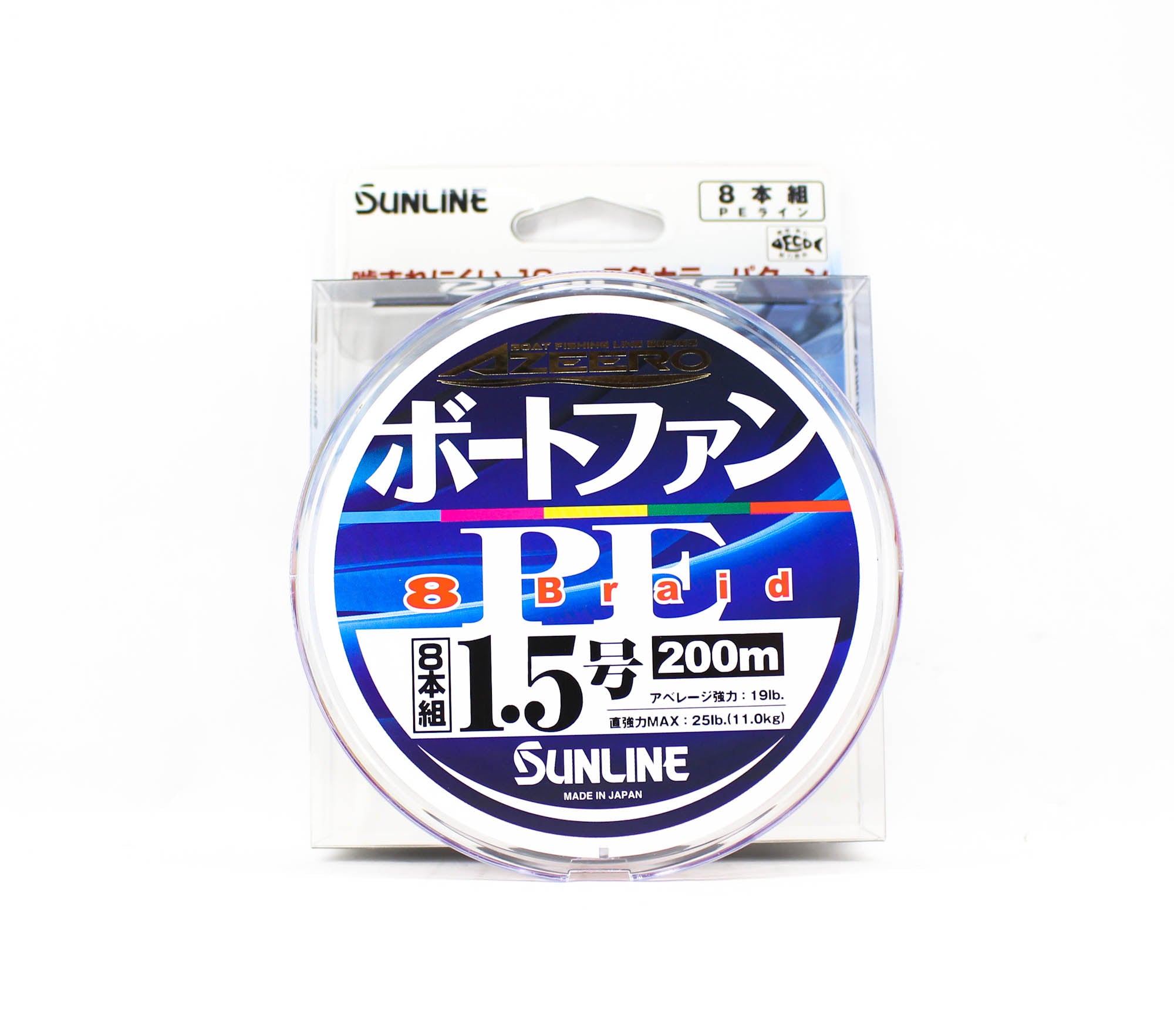 Sunline P.E Line X8 Azeero Boat Fan 200m P.E 1.5 19lb Multi (2116)