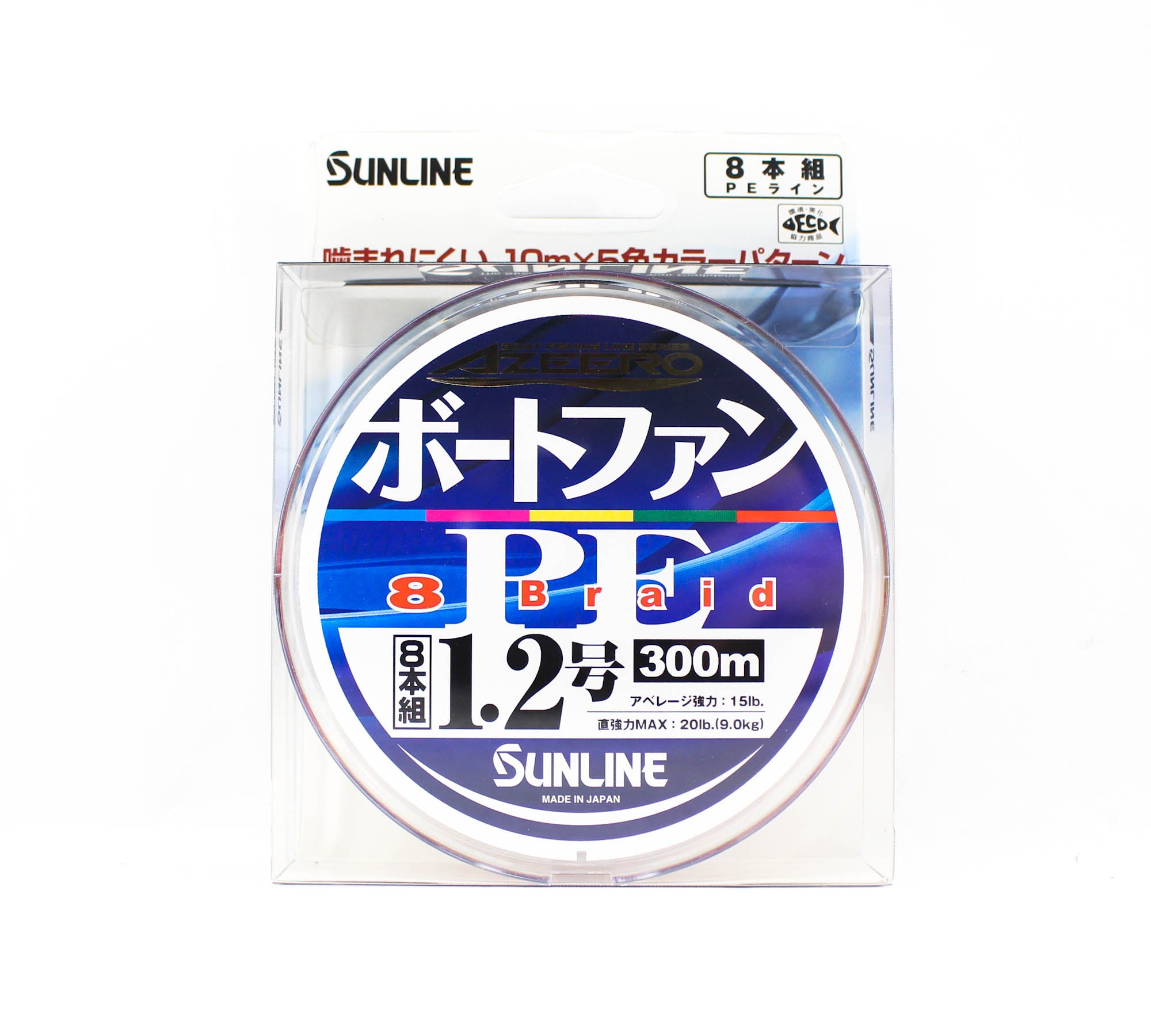 Sunline P.E Line X8 Azeero Boat Fan 300m P.E 1.2 15lb Multi (2154)