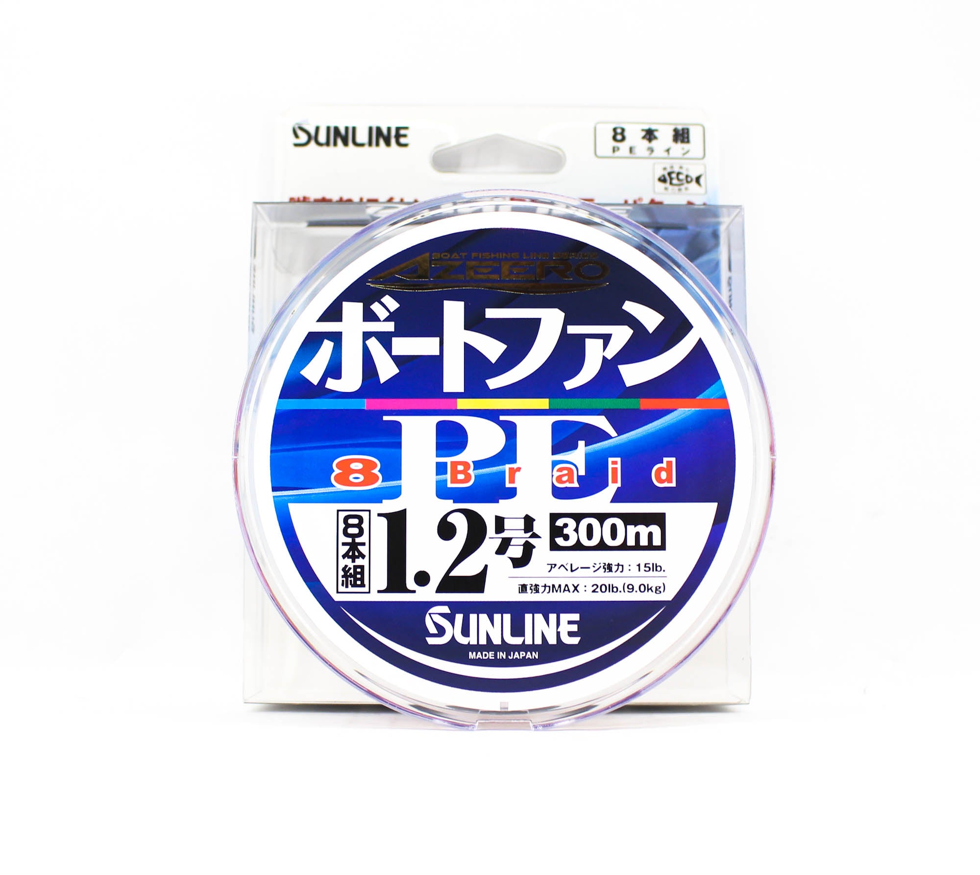 Sunline P.E Line X8 Azeero Boat Fan 300m P.E 1.2 15lb Multi (2154)