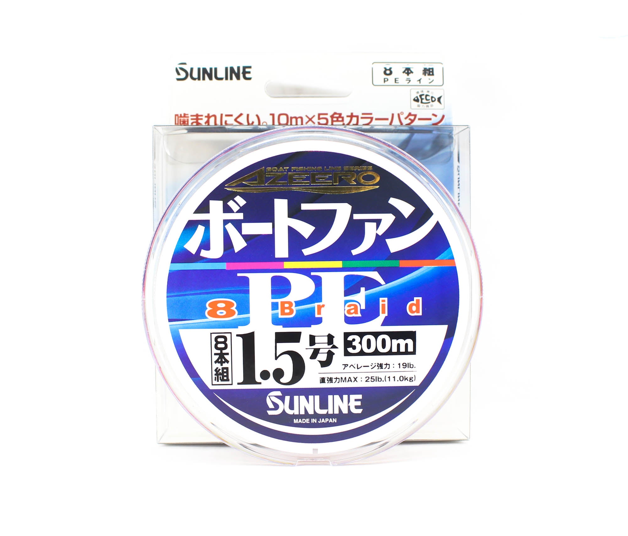 Sunline P.E Line X8 Azeero Boat Fan 300m P.E 1.5 25lb Multi (2161)