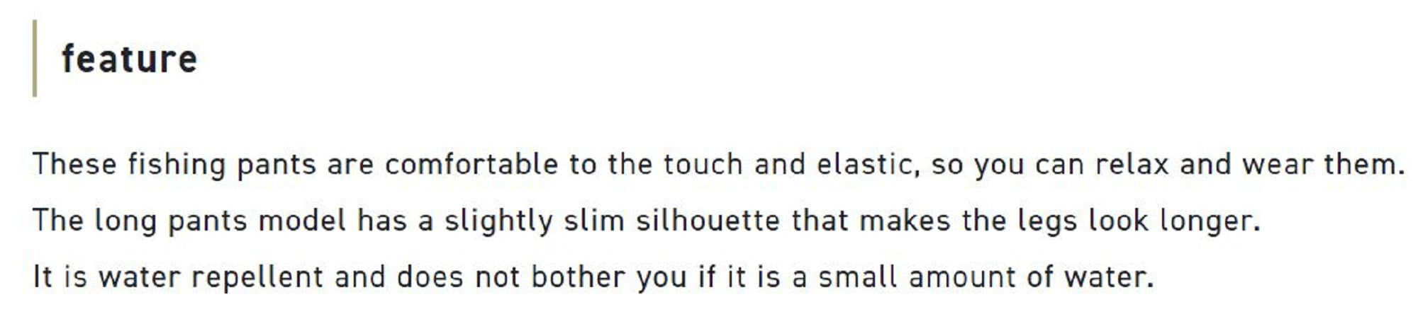 Sunline SUW-05201 Long Pants Water Resistant Black Size M (9295)