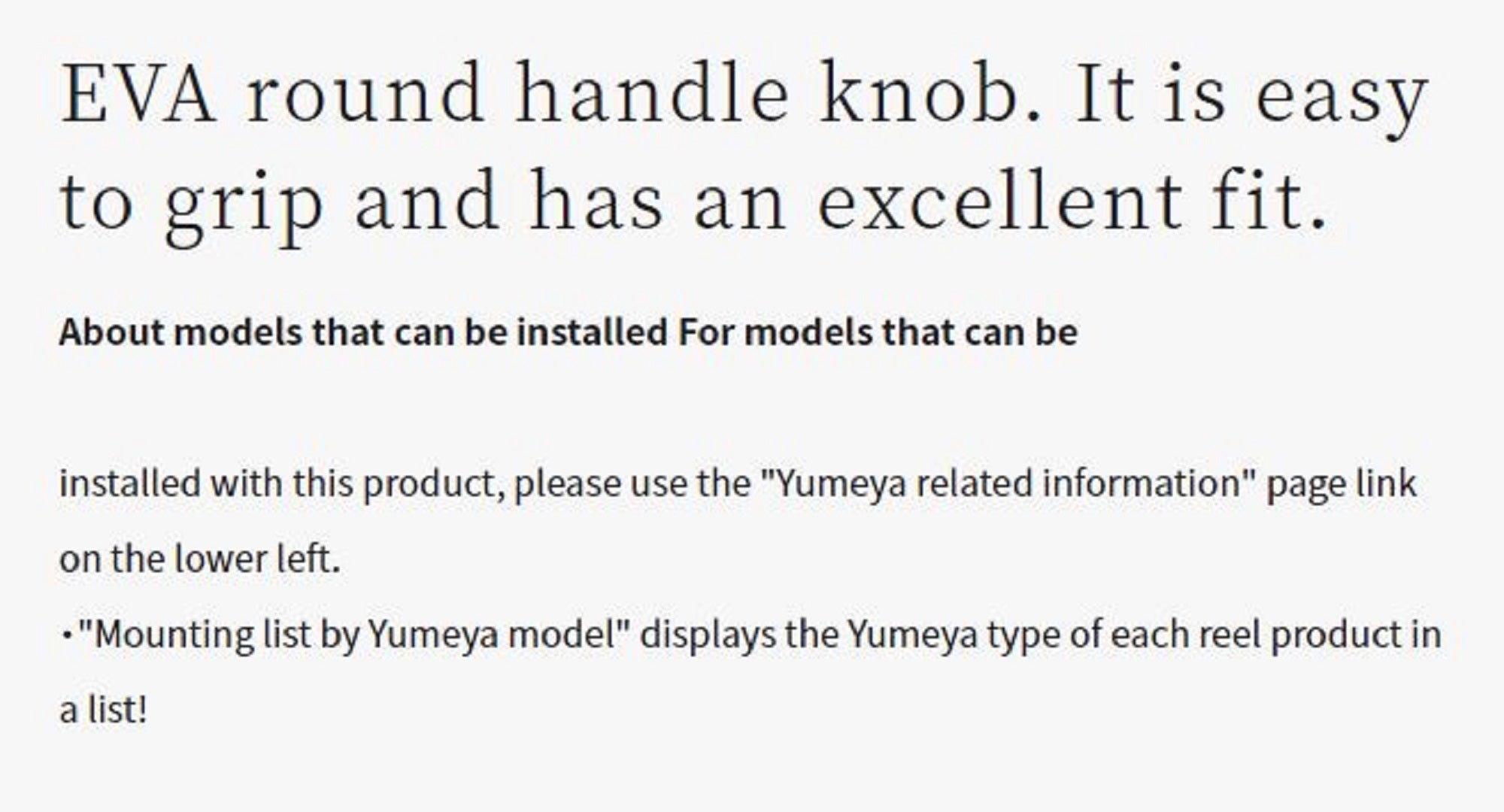 Shimano Yumeya Handle Knob Type A EVA Size M 1000-4000 026354