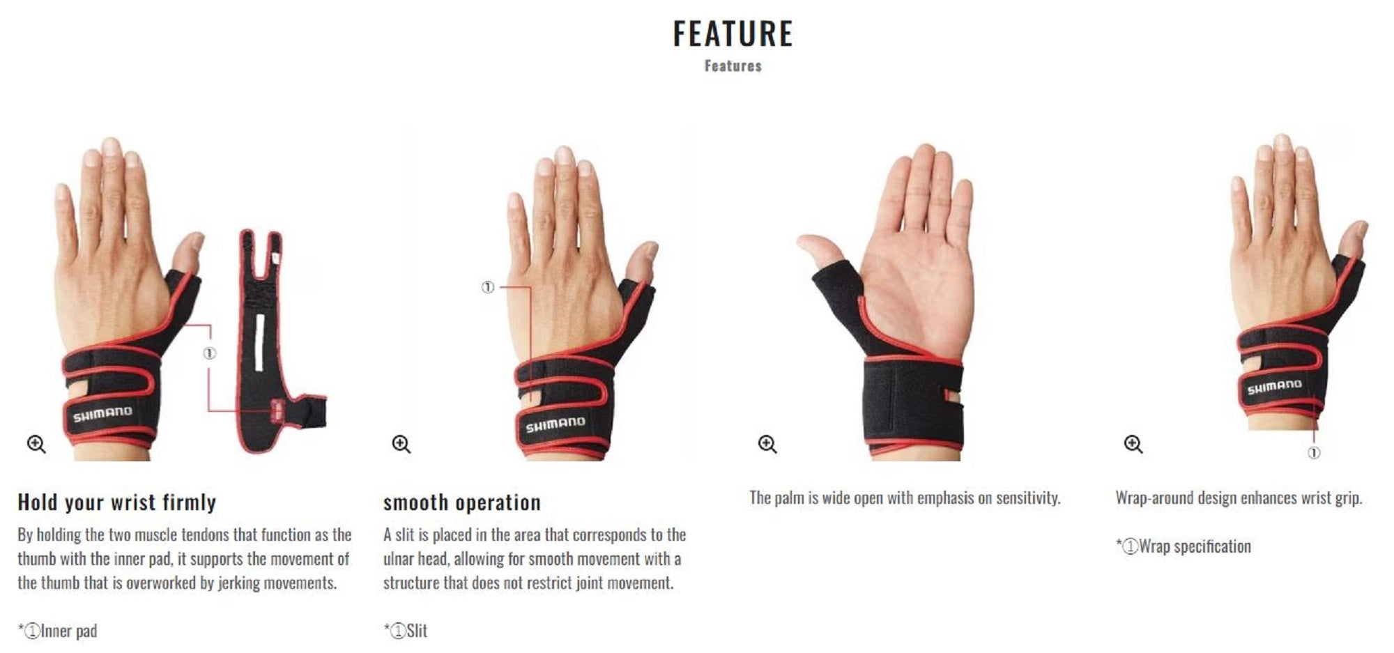 Shimano GL-05LQ Wrist Support Left Hand Black Size XL (8390)