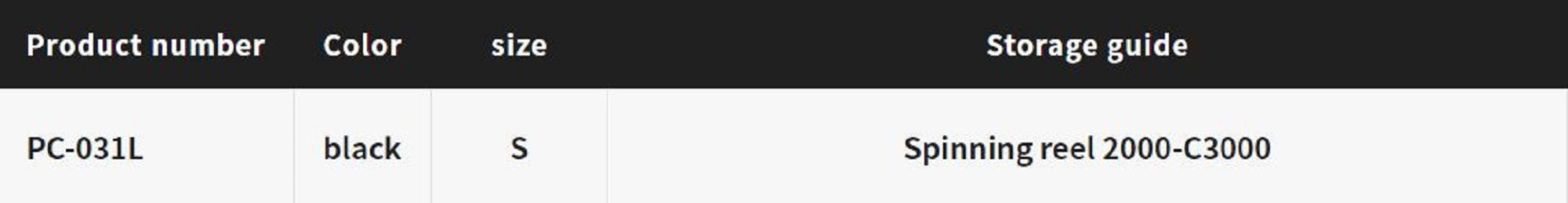 Shimano PC-031L Size S Spinning Reel Cover Reel Size 2000-2500 Black 785794