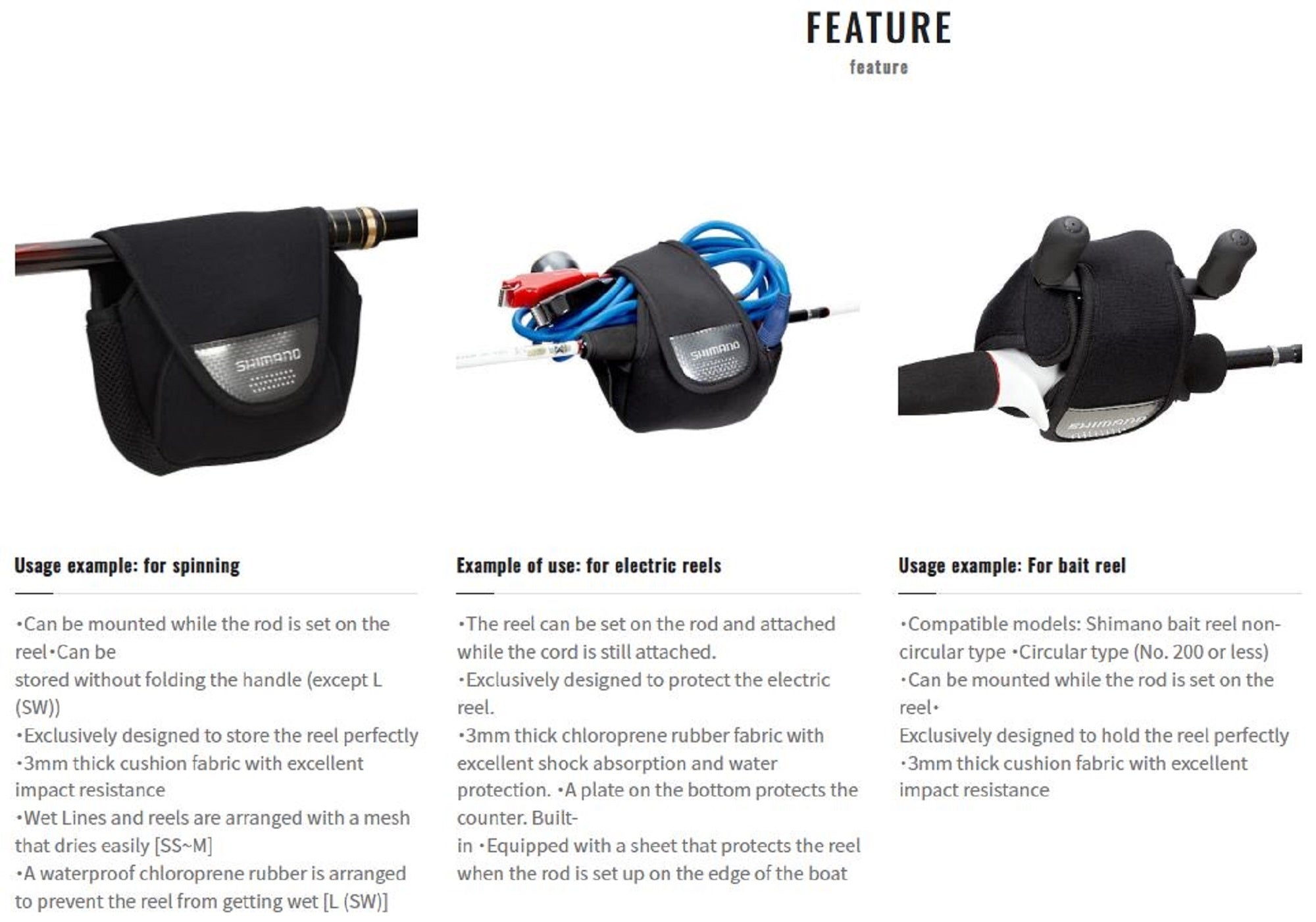 Shimano PC-031L Size M Spinning Reel Cover Reel Size 3000-5000 Black 785800