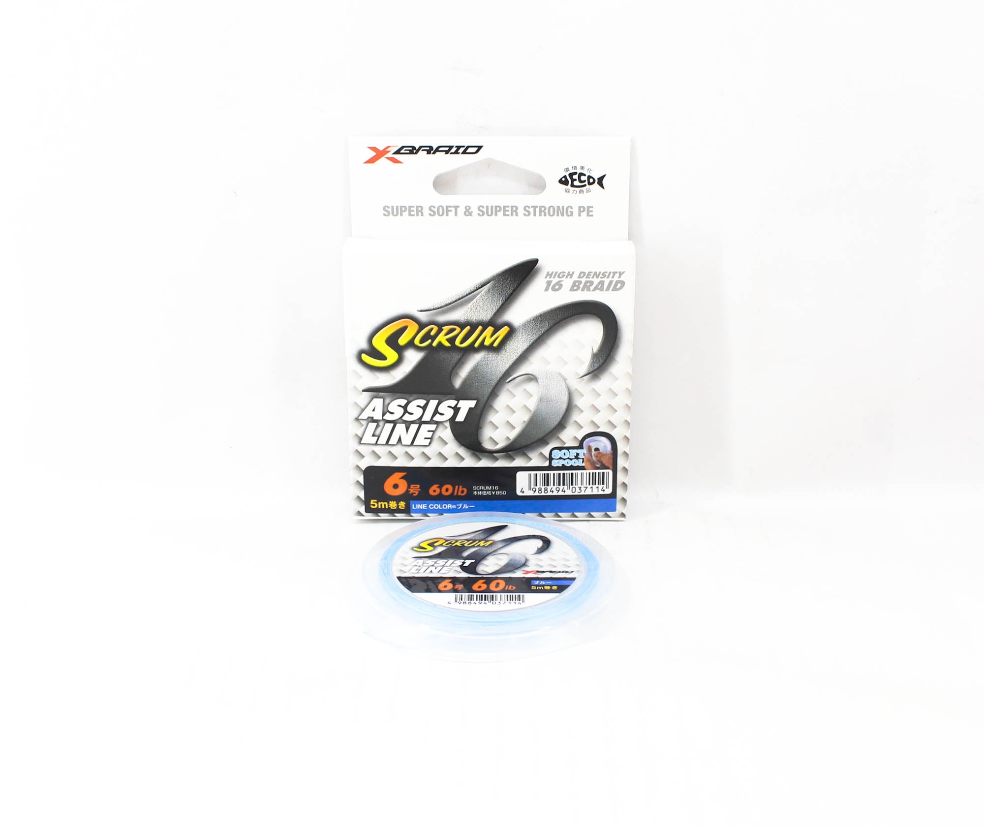 YGK Galis Scrum Assist Line 16 Braid 5m Size 6, 60lb Blue (7114)