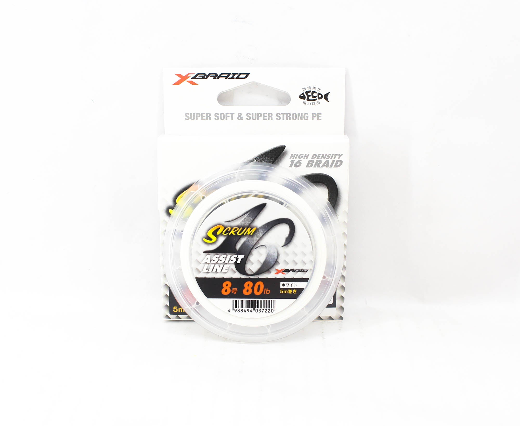 YGK Galis Scrum Assist Line 16 Braid 5m Size 8, 80lb White (7220)