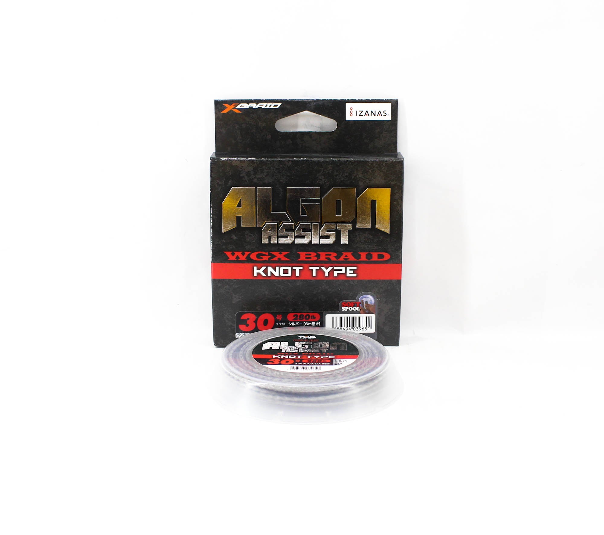 YGK Algon Assist WX Braid Knot Type 6m Size 30, 280lb Silver (9651)