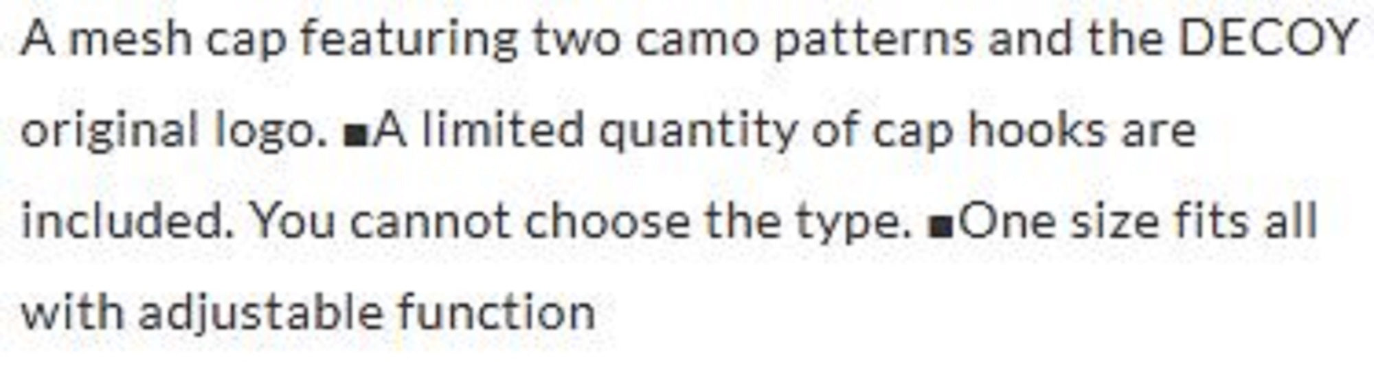Decoy DA-20 Cap Flat Mesh Japan Free Size Brown Camo (1383)