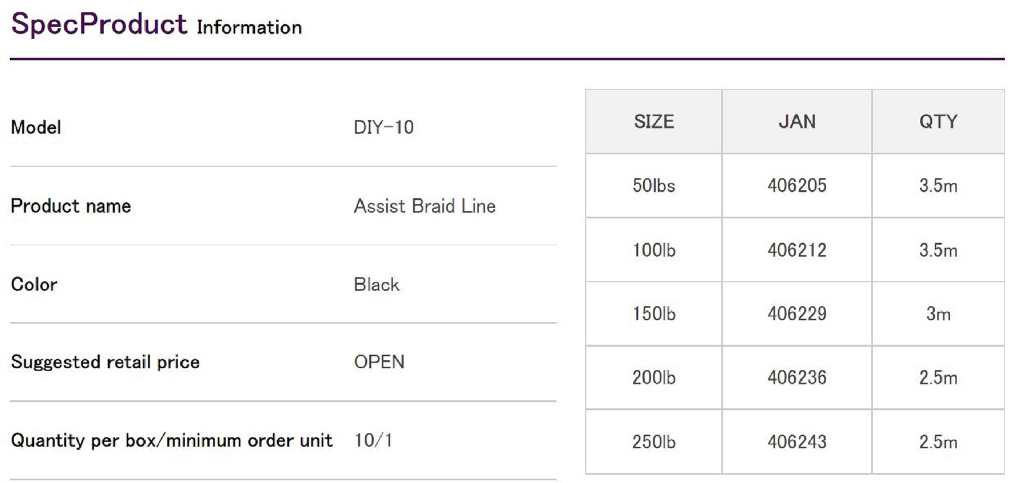 Decoy DIY-10 Assist Braid Line Size 100lb 3.5 meter (6212)