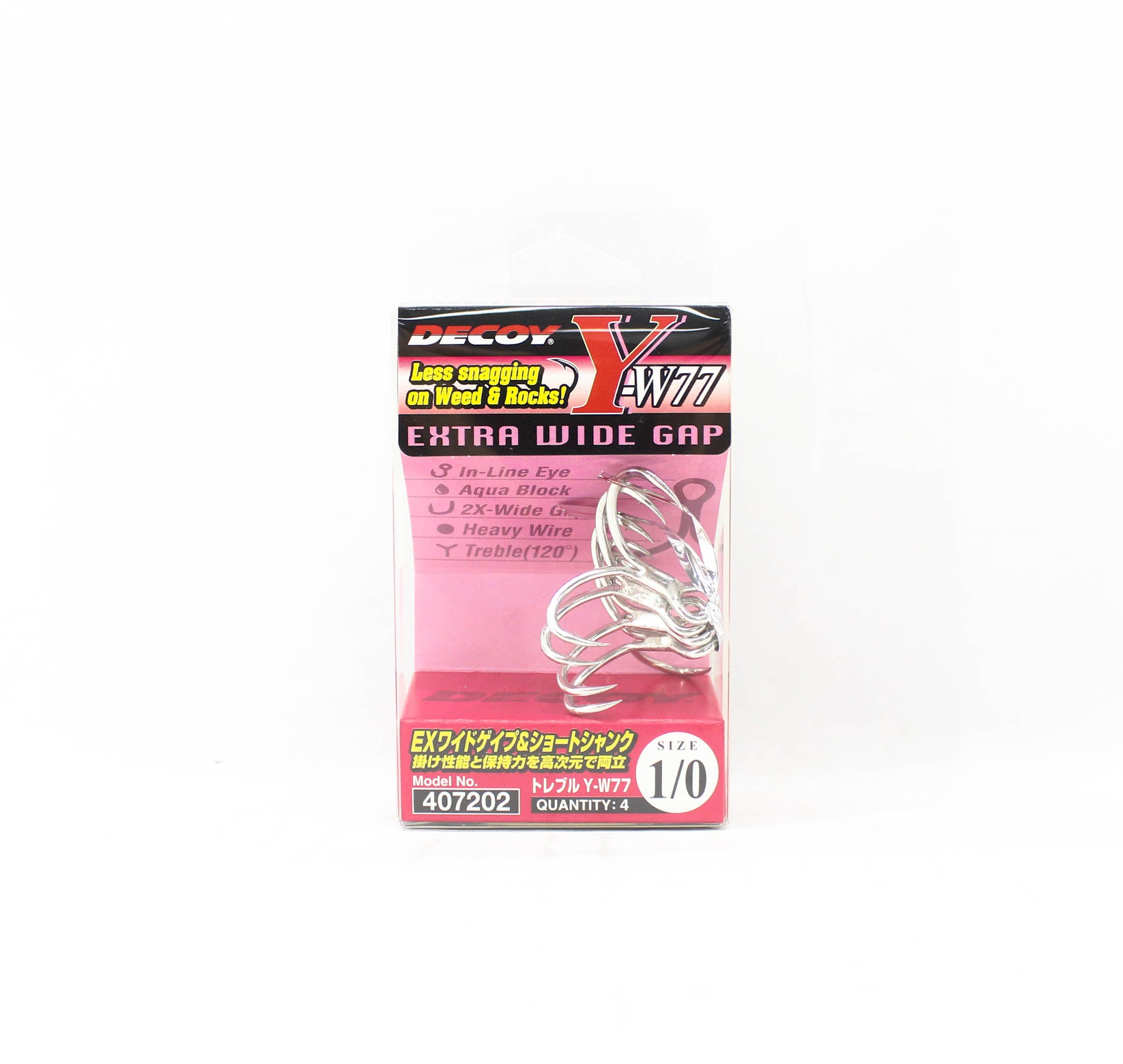 Decoy Y-W77 Treble Hook Wide Gap Extra Strong Hooks Size 1/0 (7202)