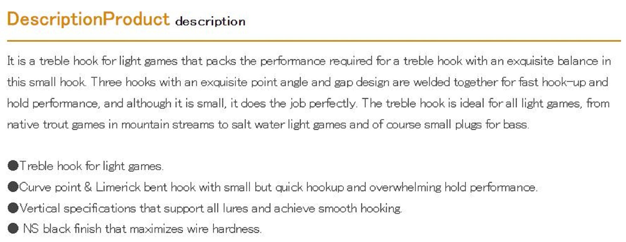 Decoy Y-S25 Treble Hook Light Game Treble Hooks Size 10 (7301)