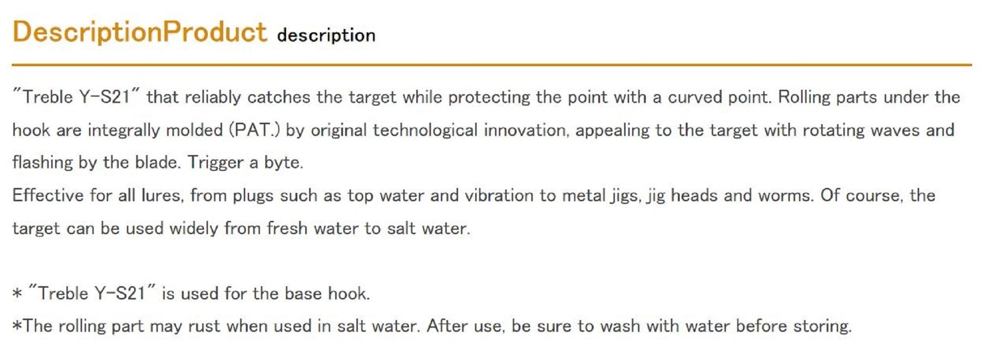 Decoy Y-S21BT Treble Hook Blade Treble Hooks Size 4 (7516)