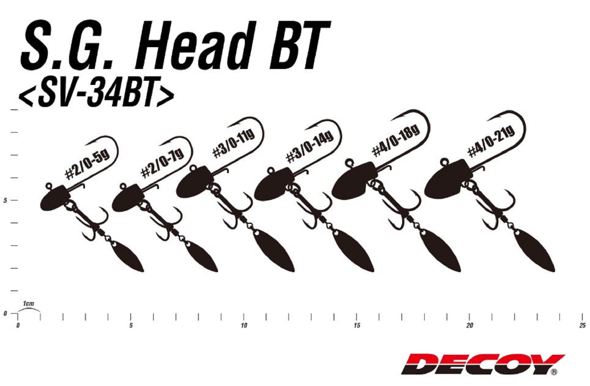 Decoy SV-34BT Jig Head Blade Treble S.G Size 2/0 , 5 grams (8476)